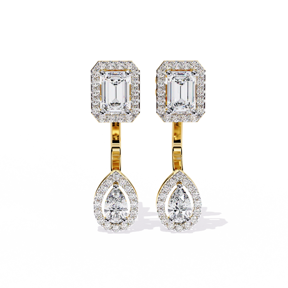 Emerald Drop Diamond Earrings