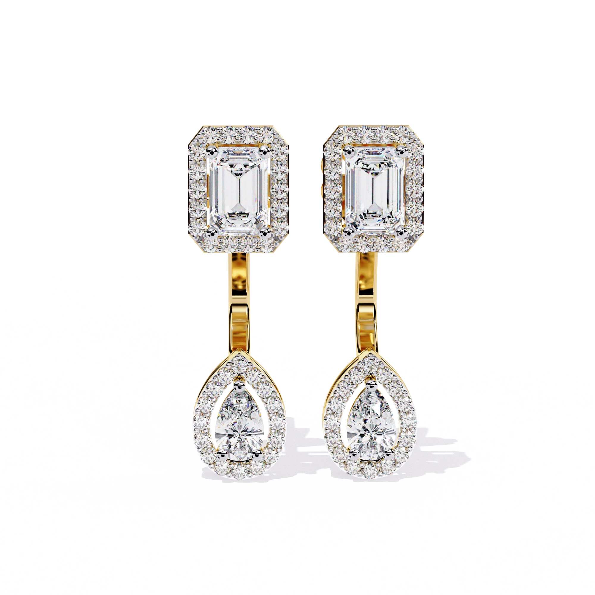 Emerald Drop Diamond Earrings