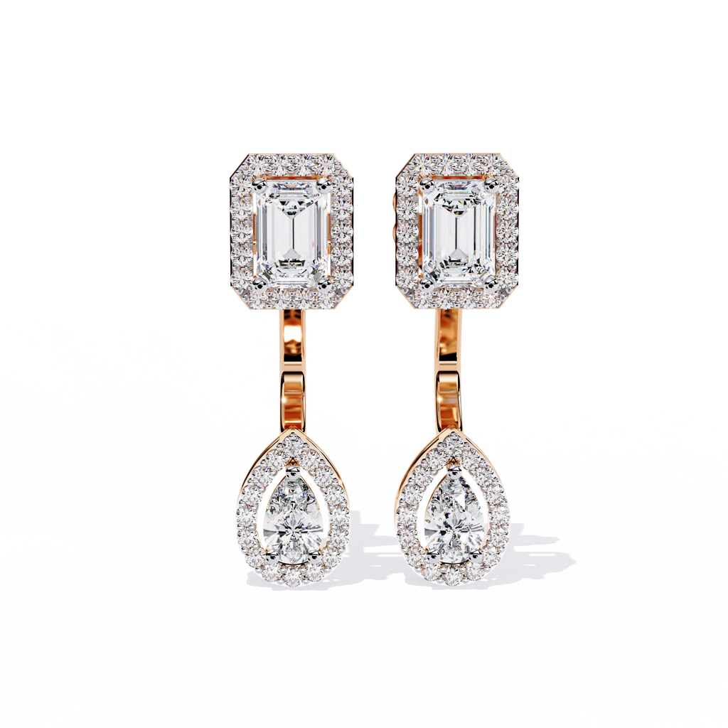 Emerald Drop Diamond Earrings