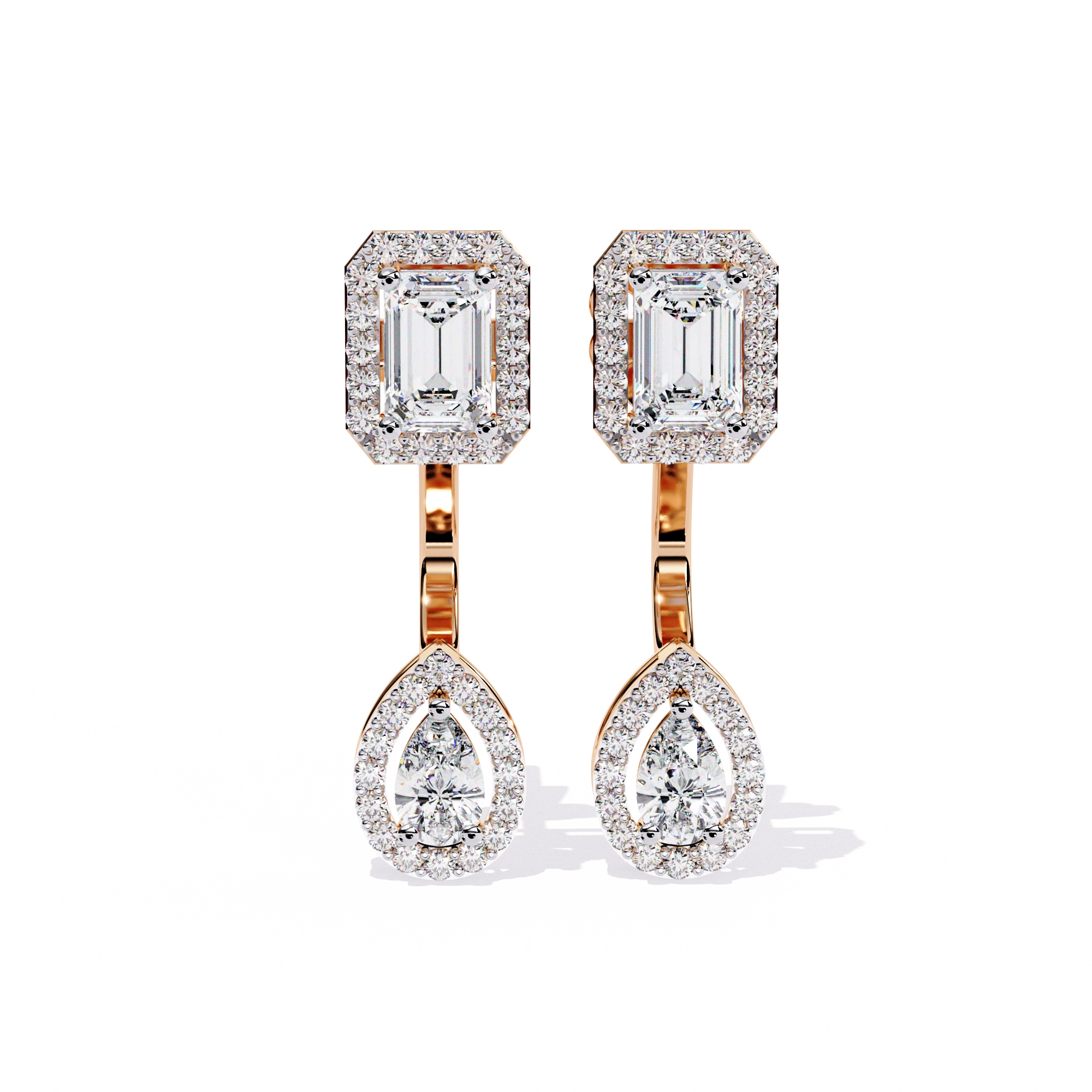 Emerald Drop Diamond Earrings