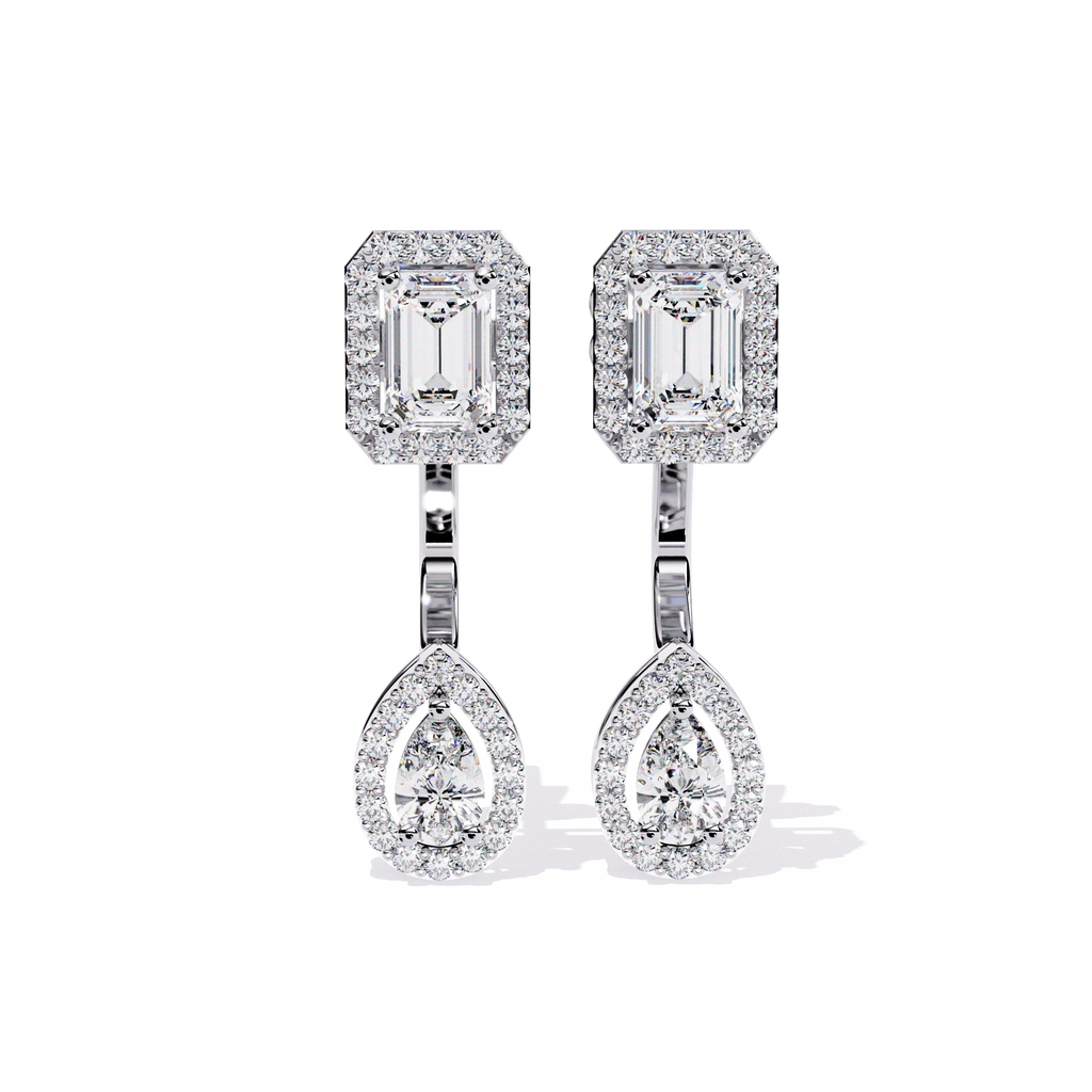 Emerald Drop Diamond Earrings
