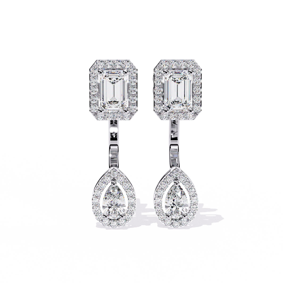 Emerald Drop Diamond Earrings