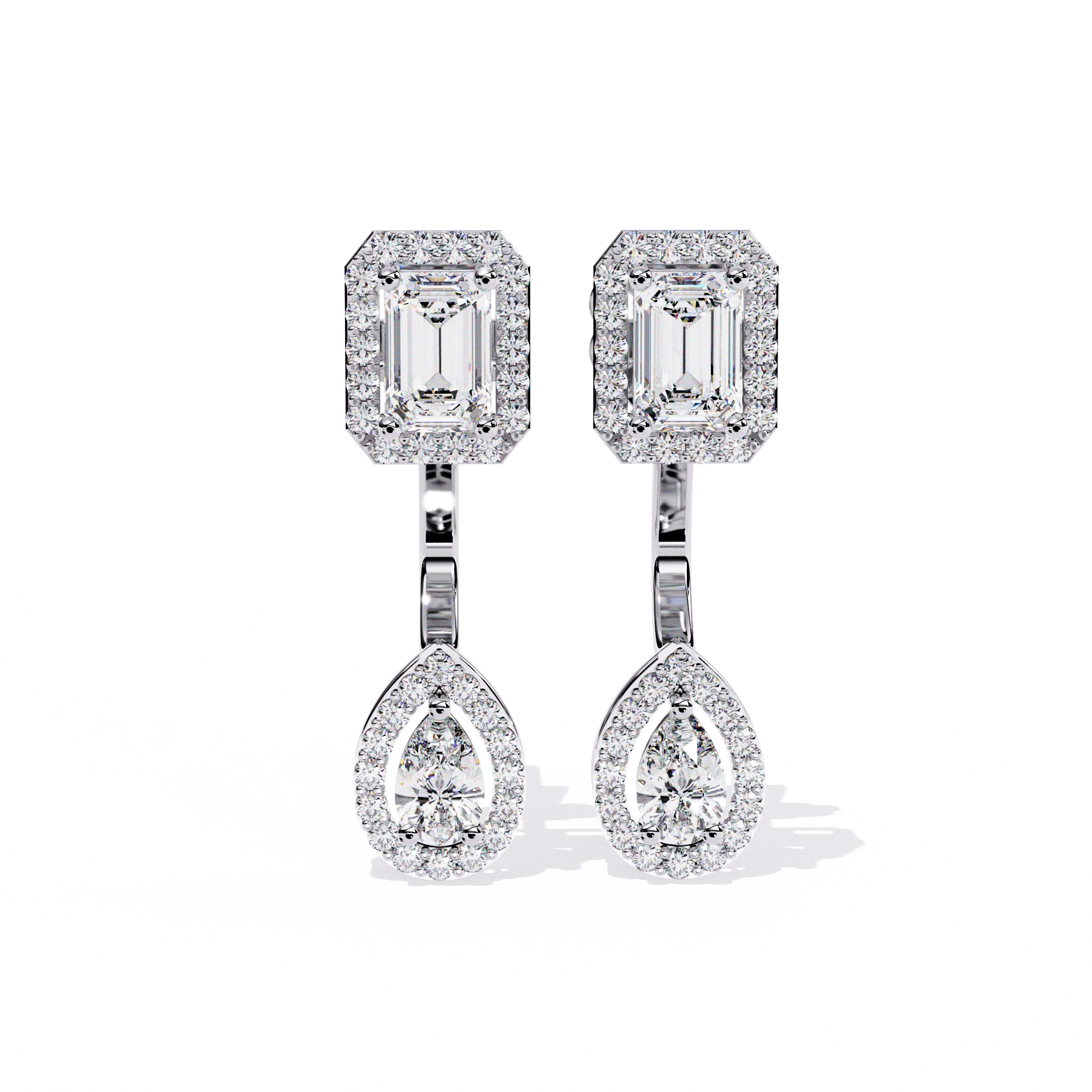 Emerald Drop Diamond Earrings