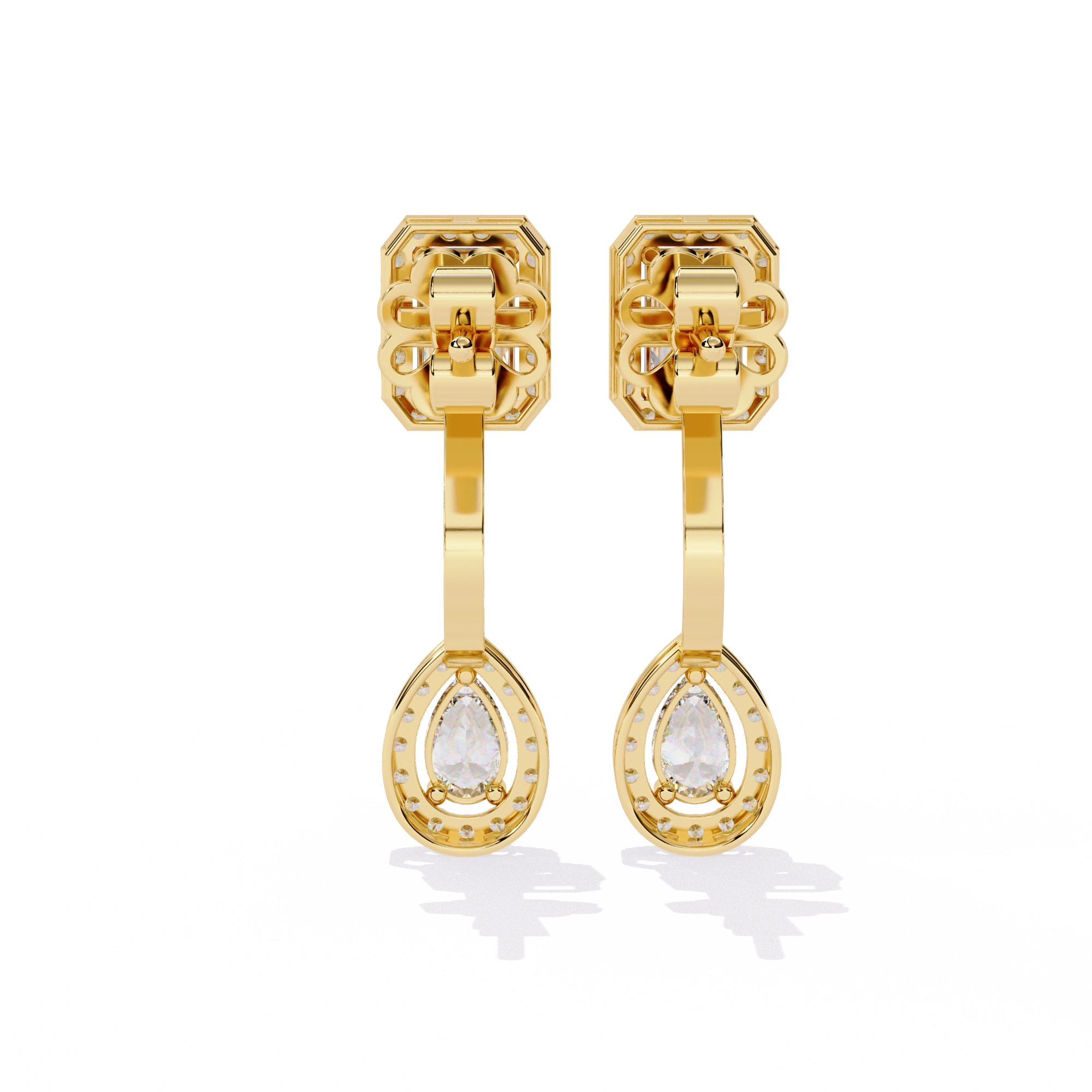 Emerald Drop Diamond Earrings