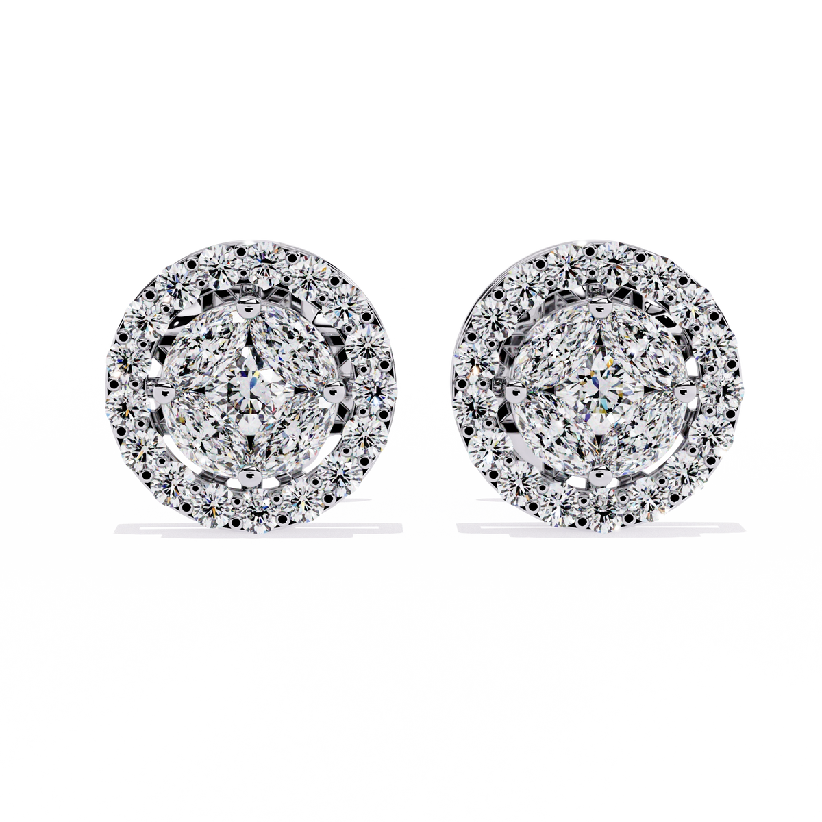 Classic Halo Diamond Stud Earrings