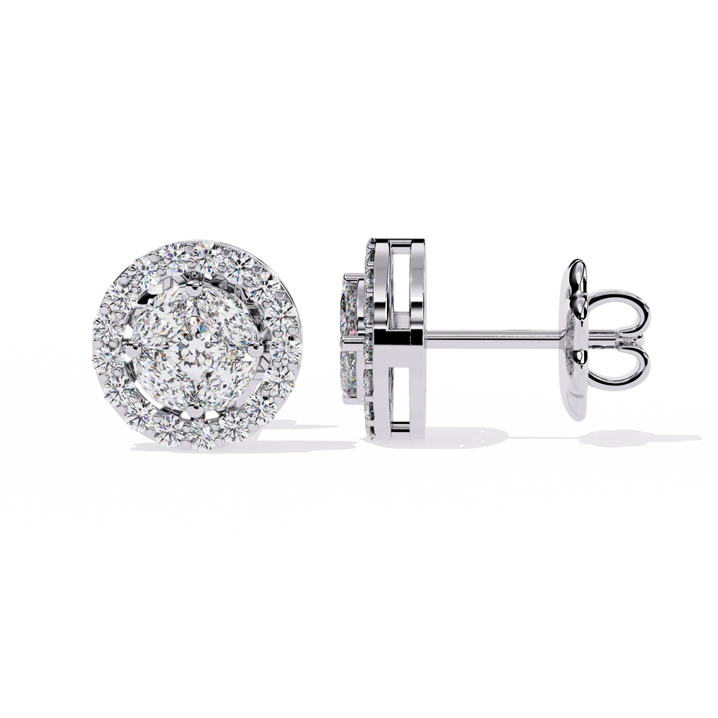 Classic Halo Diamond Stud Earrings