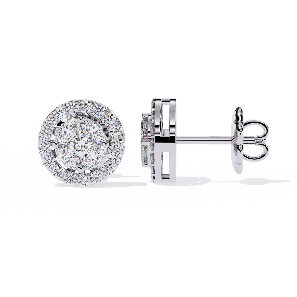 Classic Halo Diamond Stud Earrings