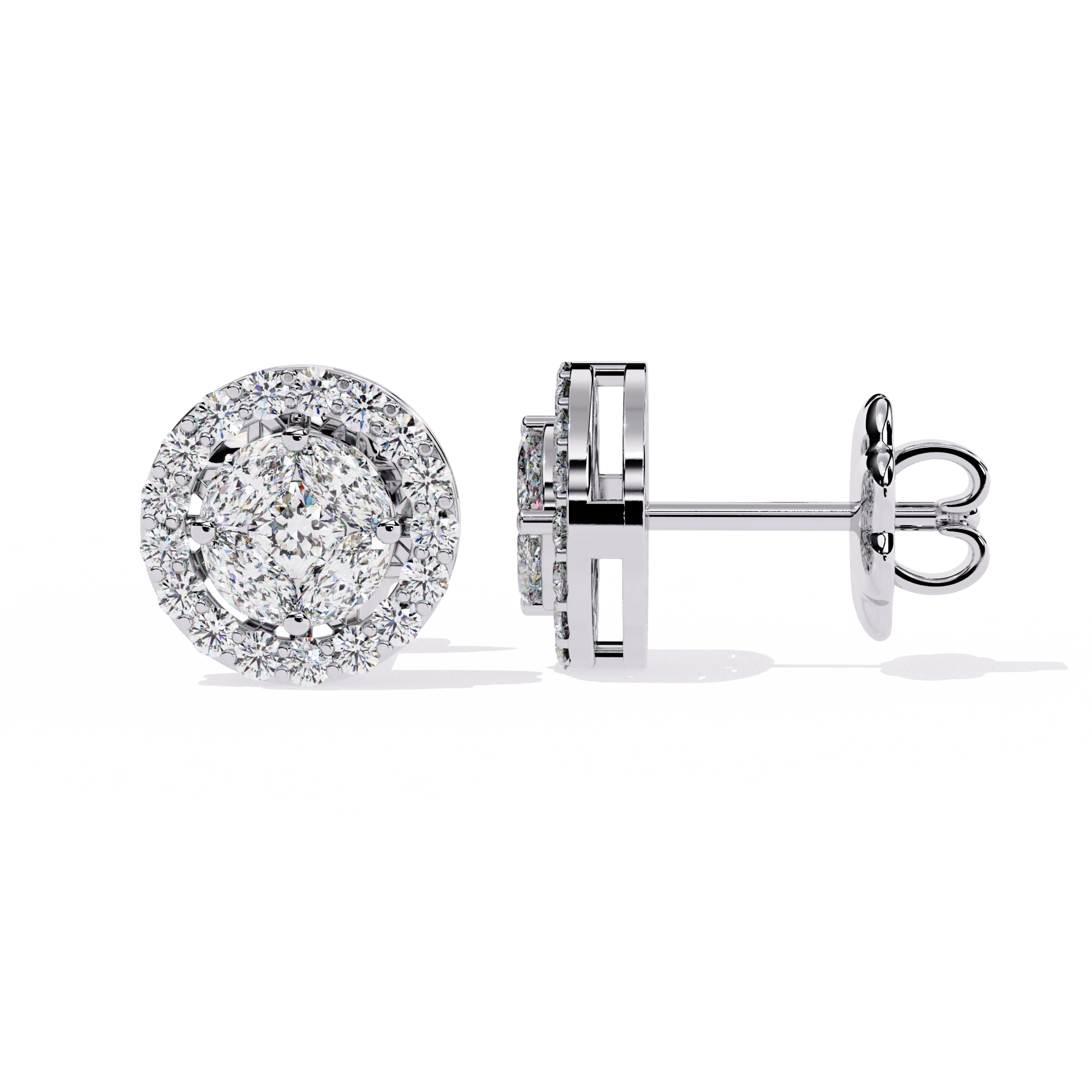 Classic Halo Diamond Stud Earrings