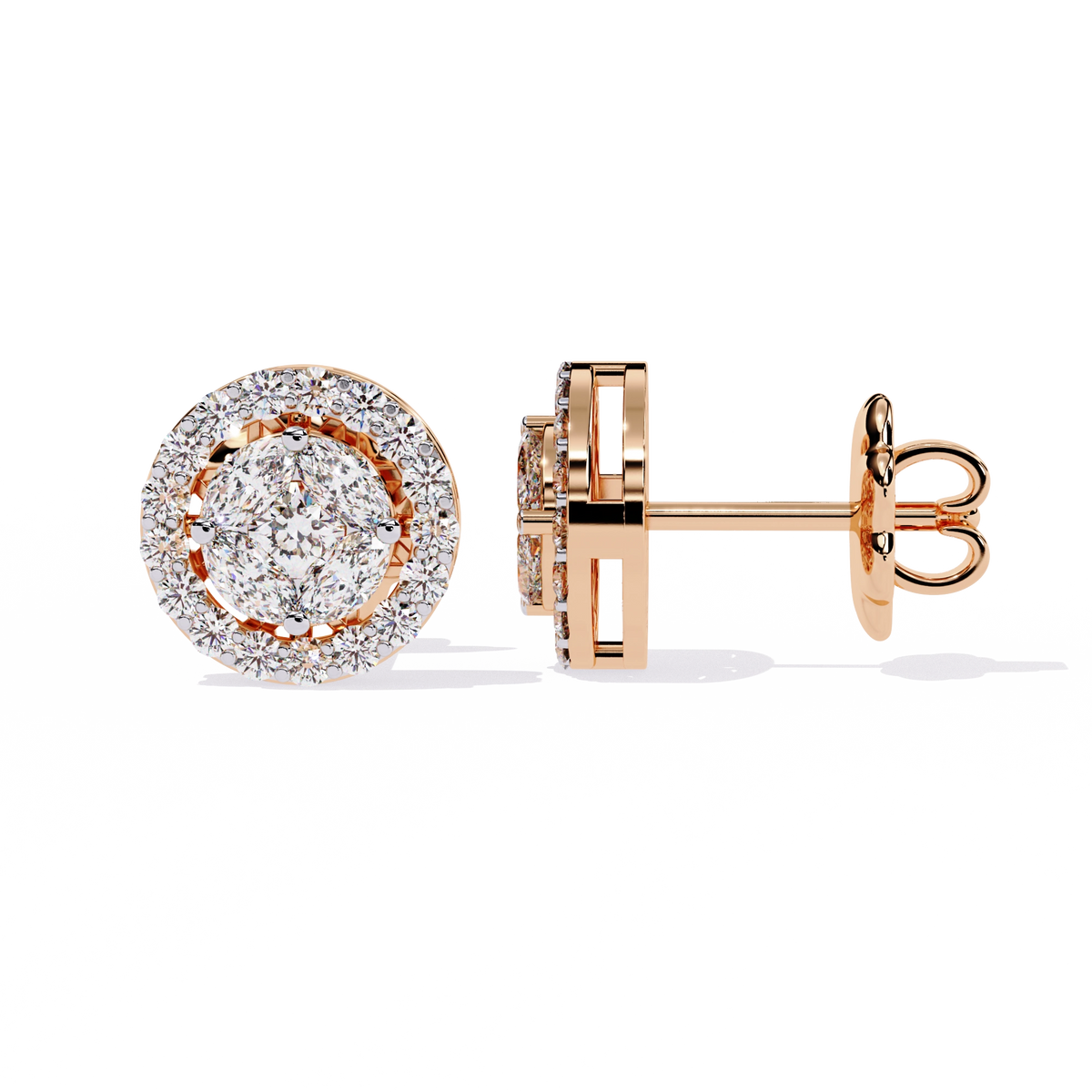 Classic Halo Diamond Stud Earrings