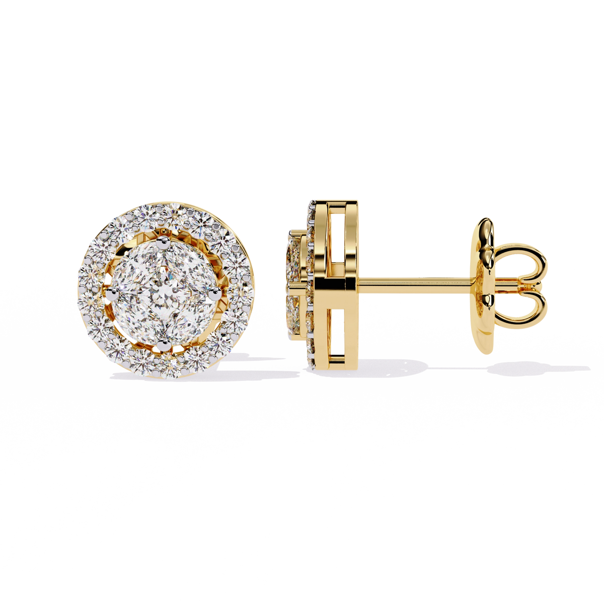 Classic Halo Diamond Stud Earrings