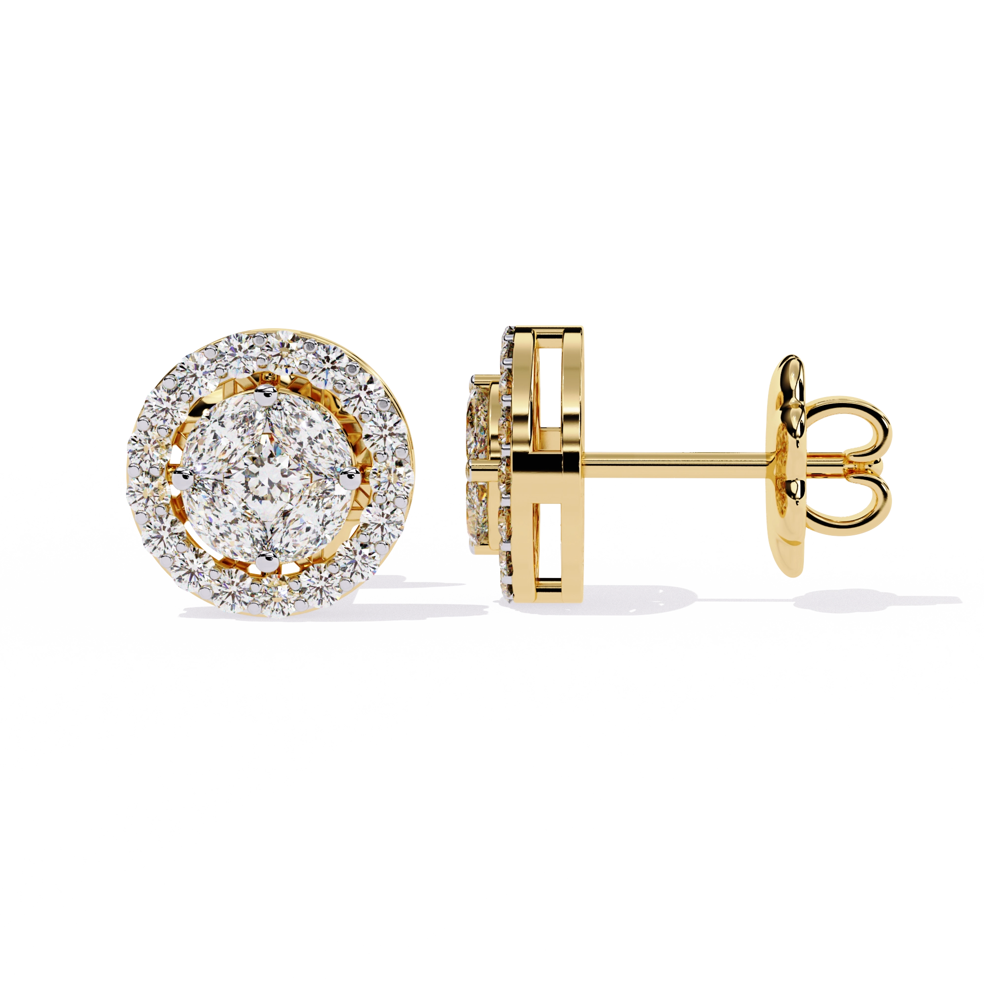 Classic Halo Diamond Stud Earrings