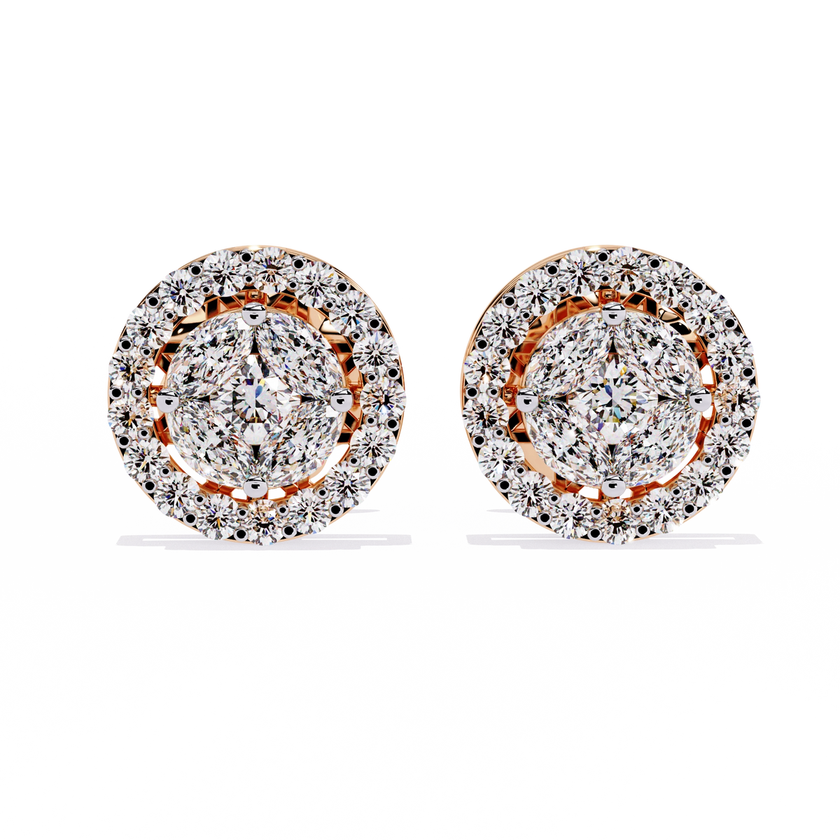 Classic Halo Diamond Stud Earrings