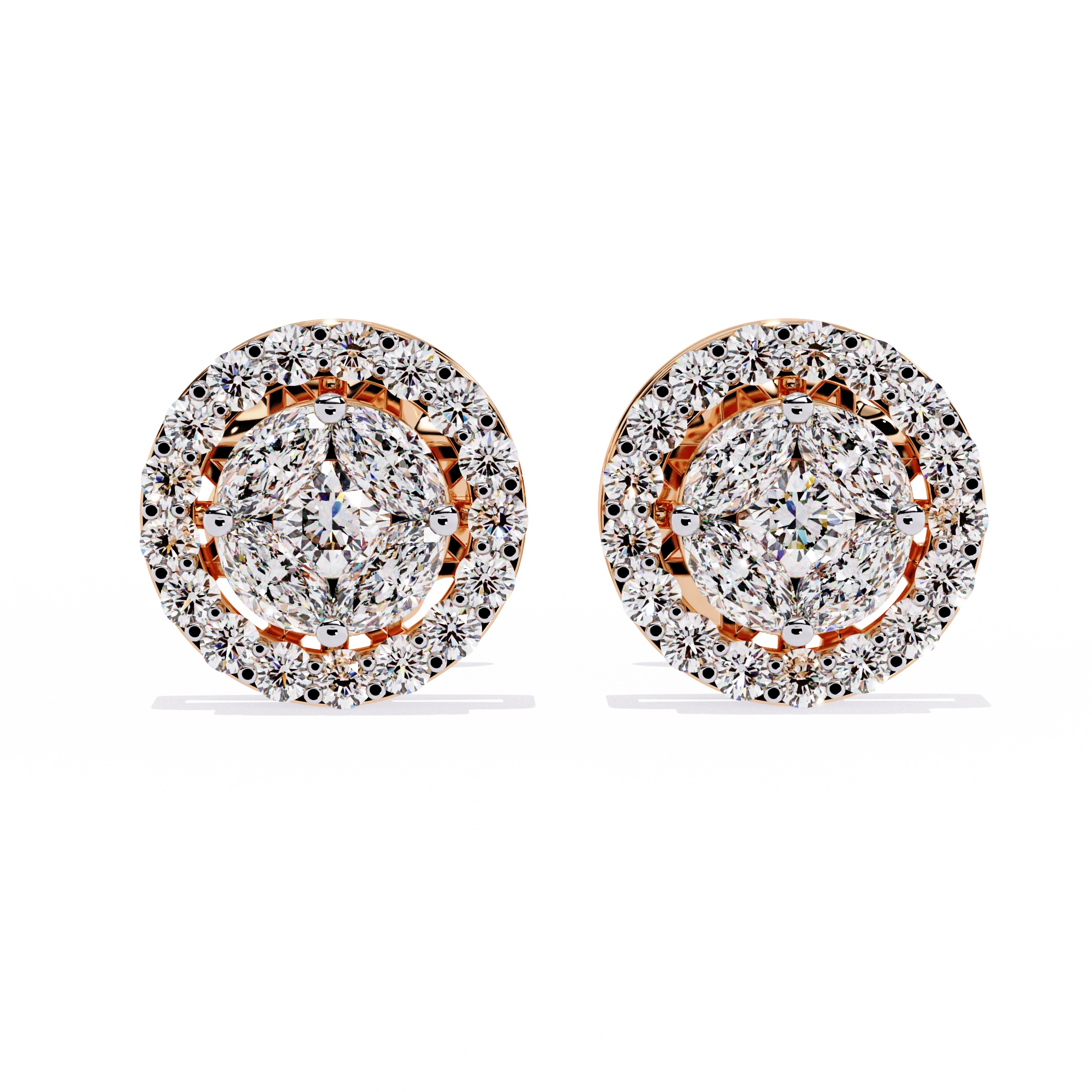 Classic Halo Diamond Stud Earrings