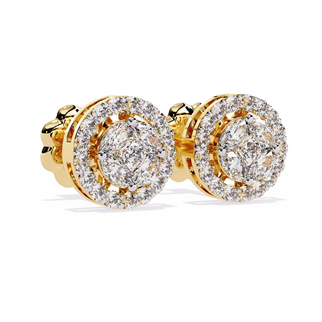 Classic Halo Diamond Stud Earrings