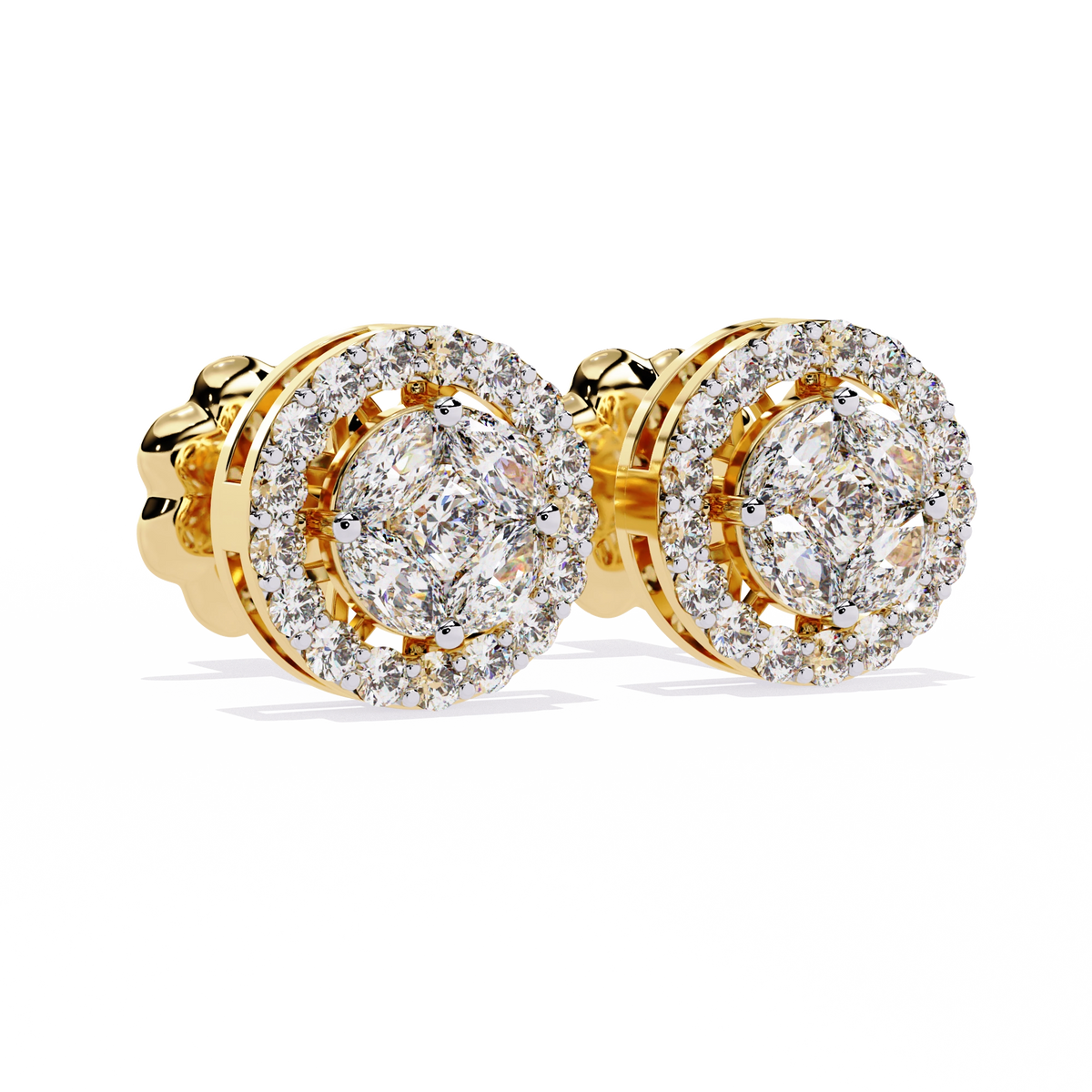 Classic Halo Diamond Stud Earrings