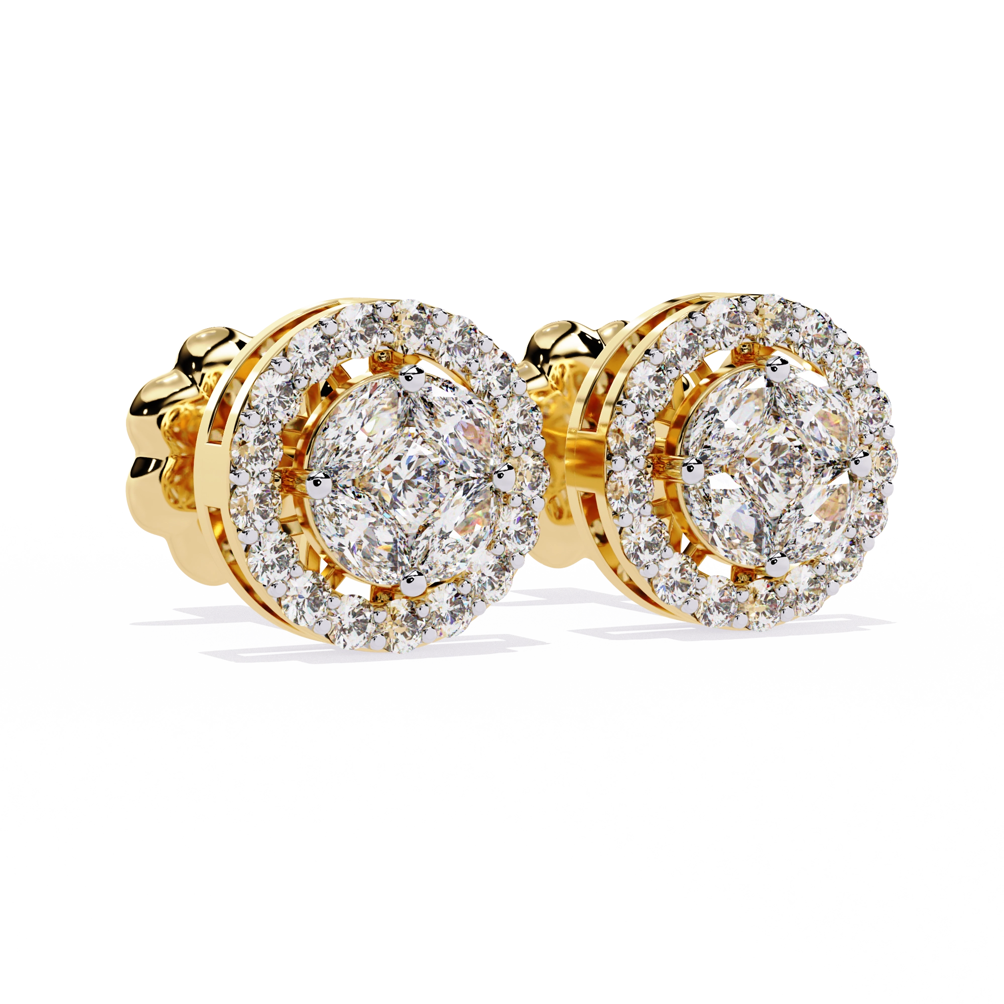 Classic Halo Diamond Stud Earrings