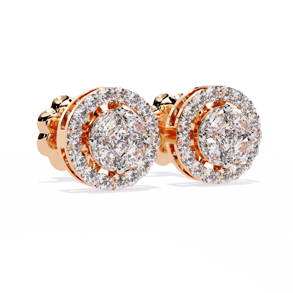 Classic Halo Diamond Stud Earrings