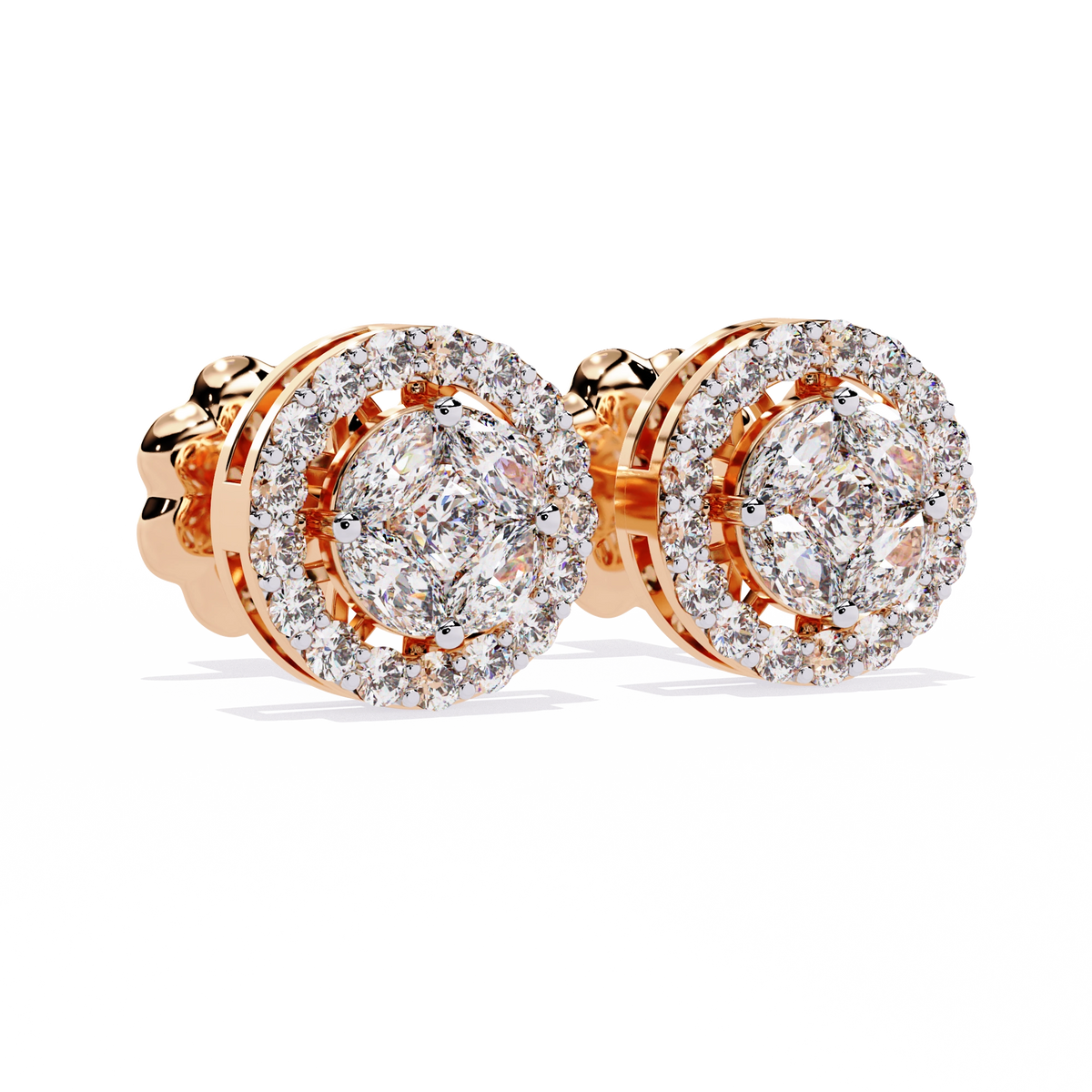 Classic Halo Diamond Stud Earrings