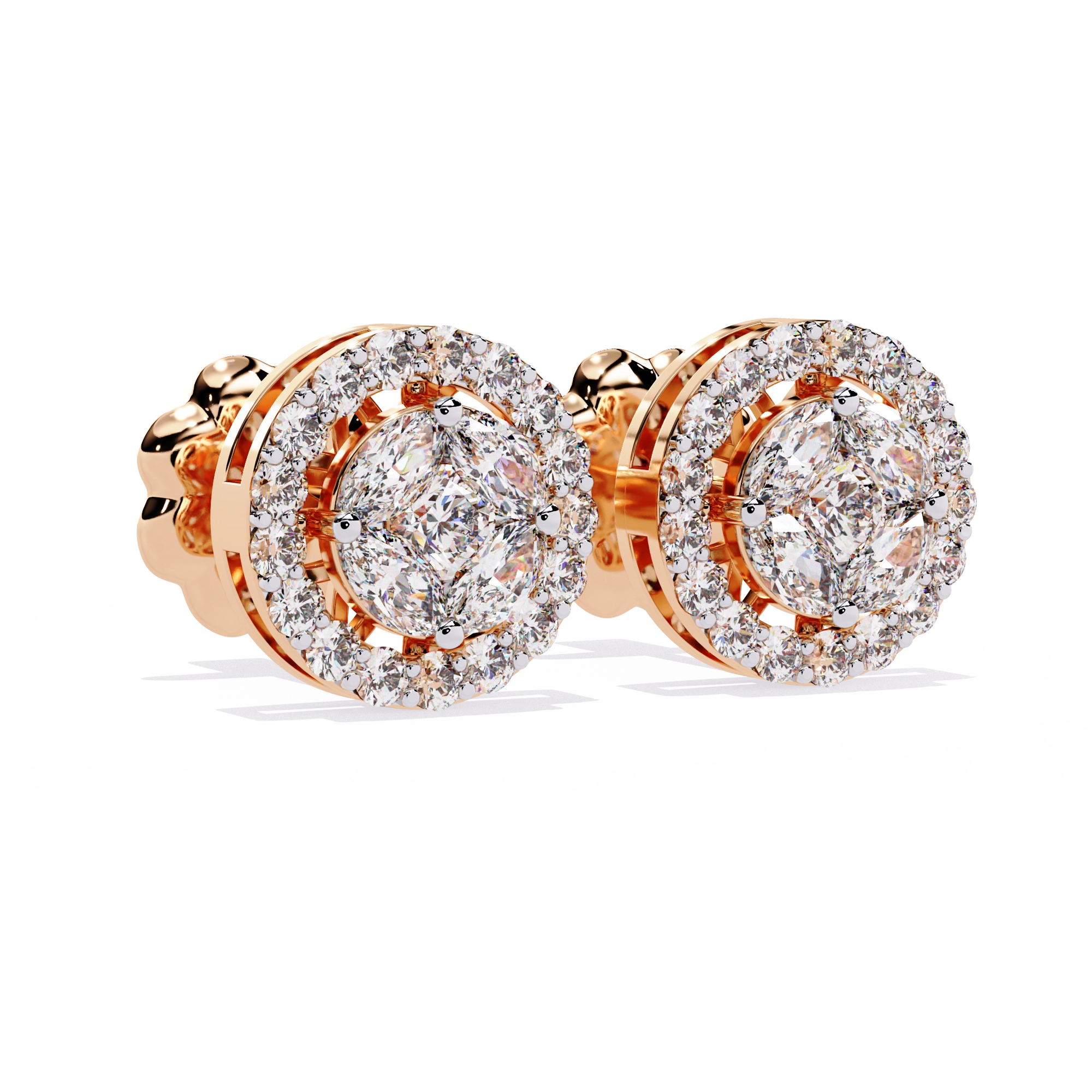 Classic Halo Diamond Stud Earrings