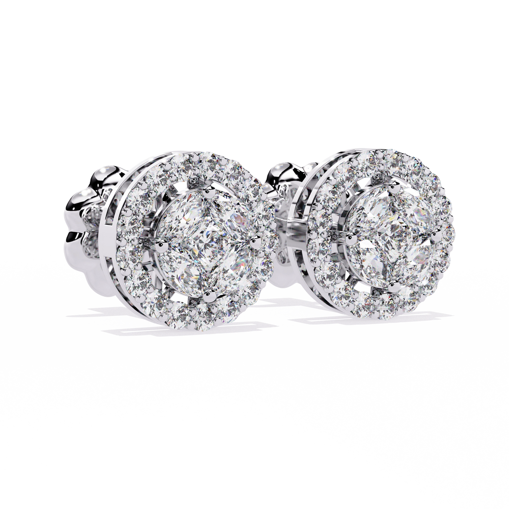 Classic Halo Diamond Stud Earrings