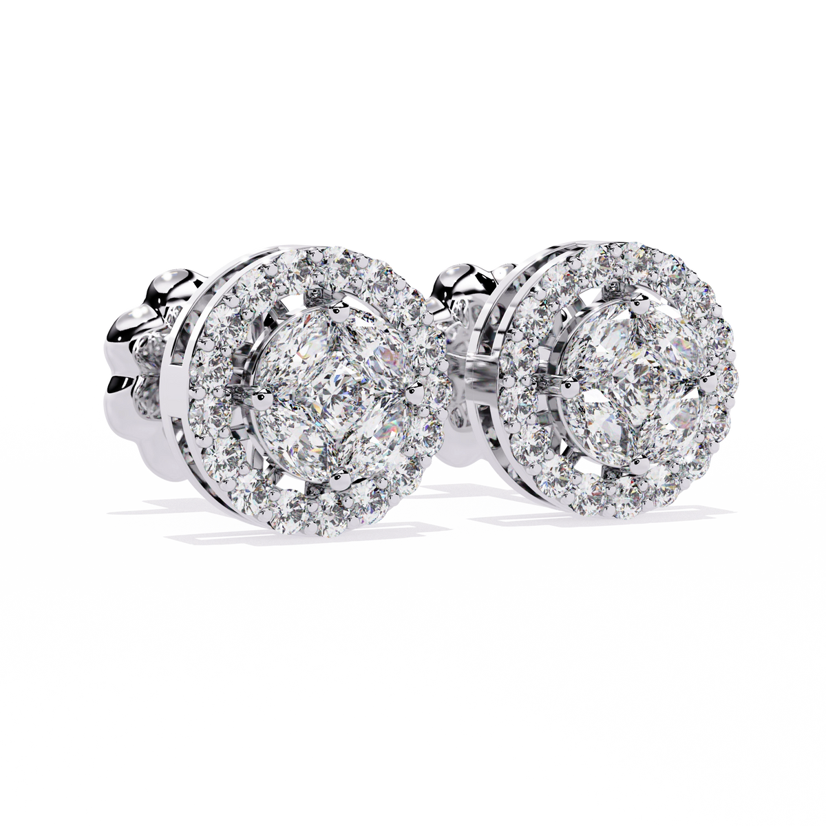 Classic Halo Diamond Stud Earrings