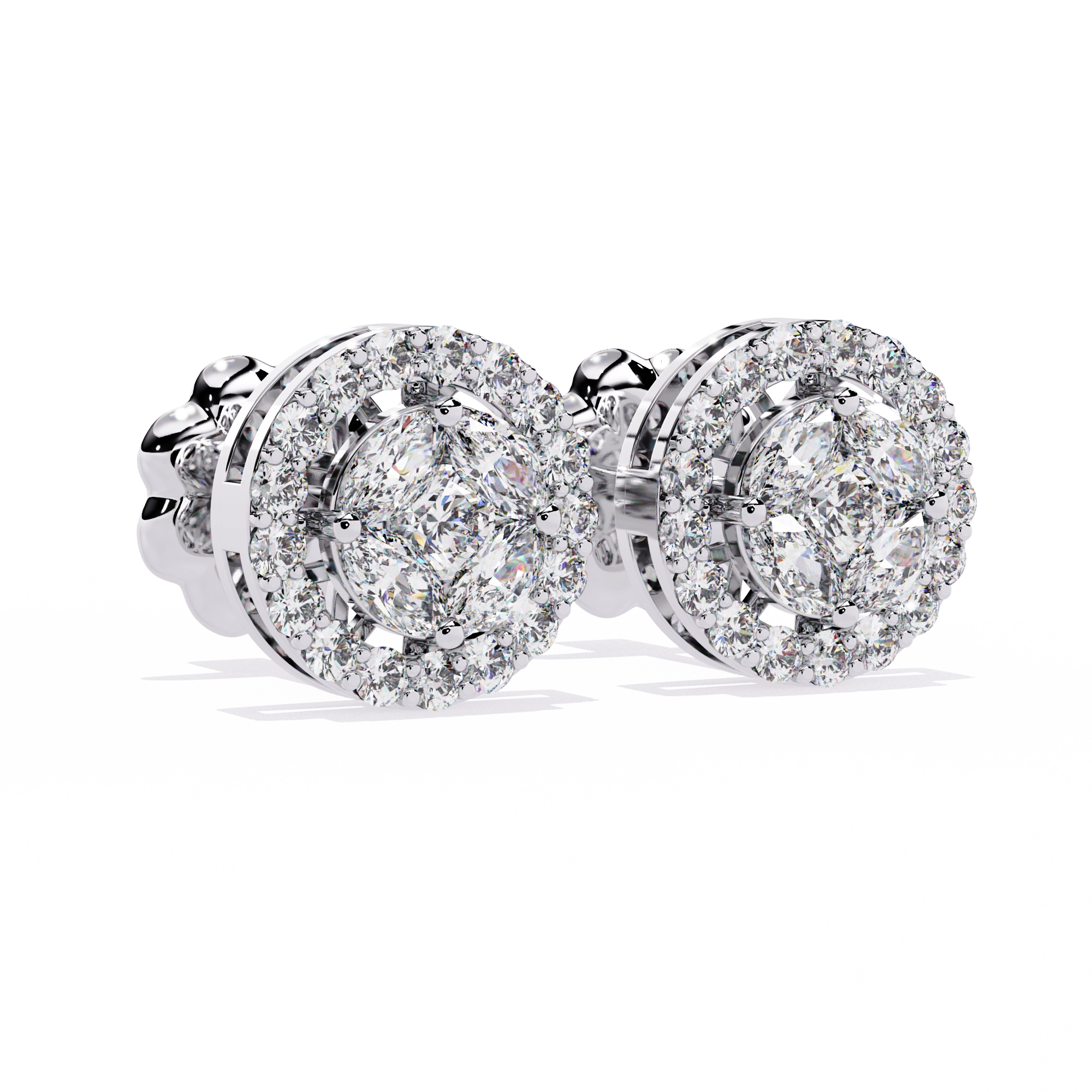 Classic Halo Diamond Stud Earrings