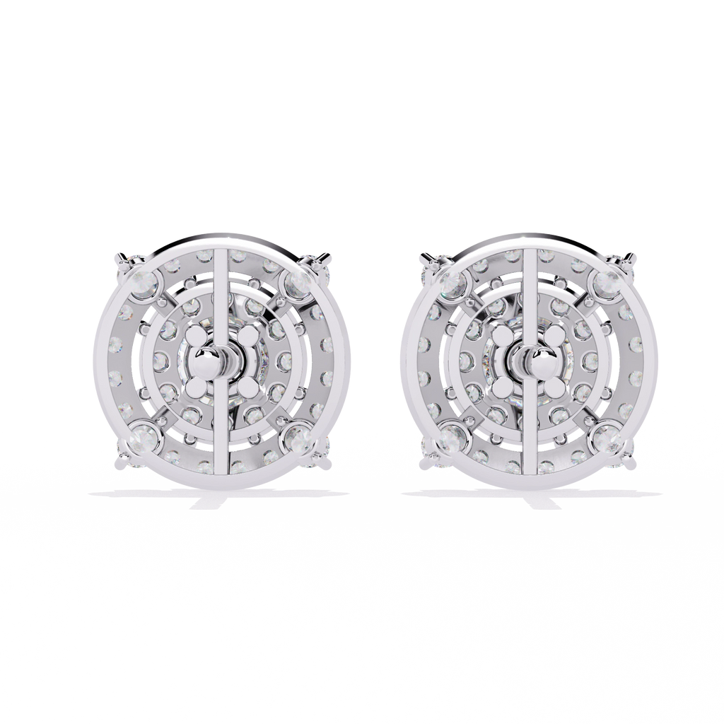 Round Halo Diamond Stud Earrings