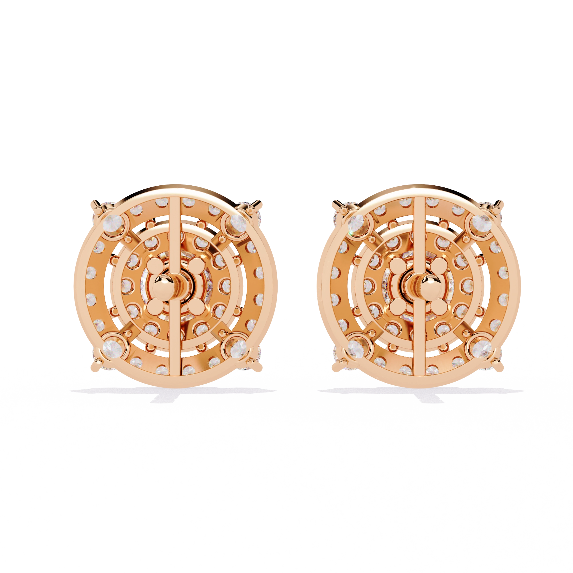 Round Halo Diamond Stud Earrings