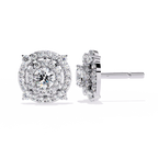 Round Halo Diamond Stud Earrings
