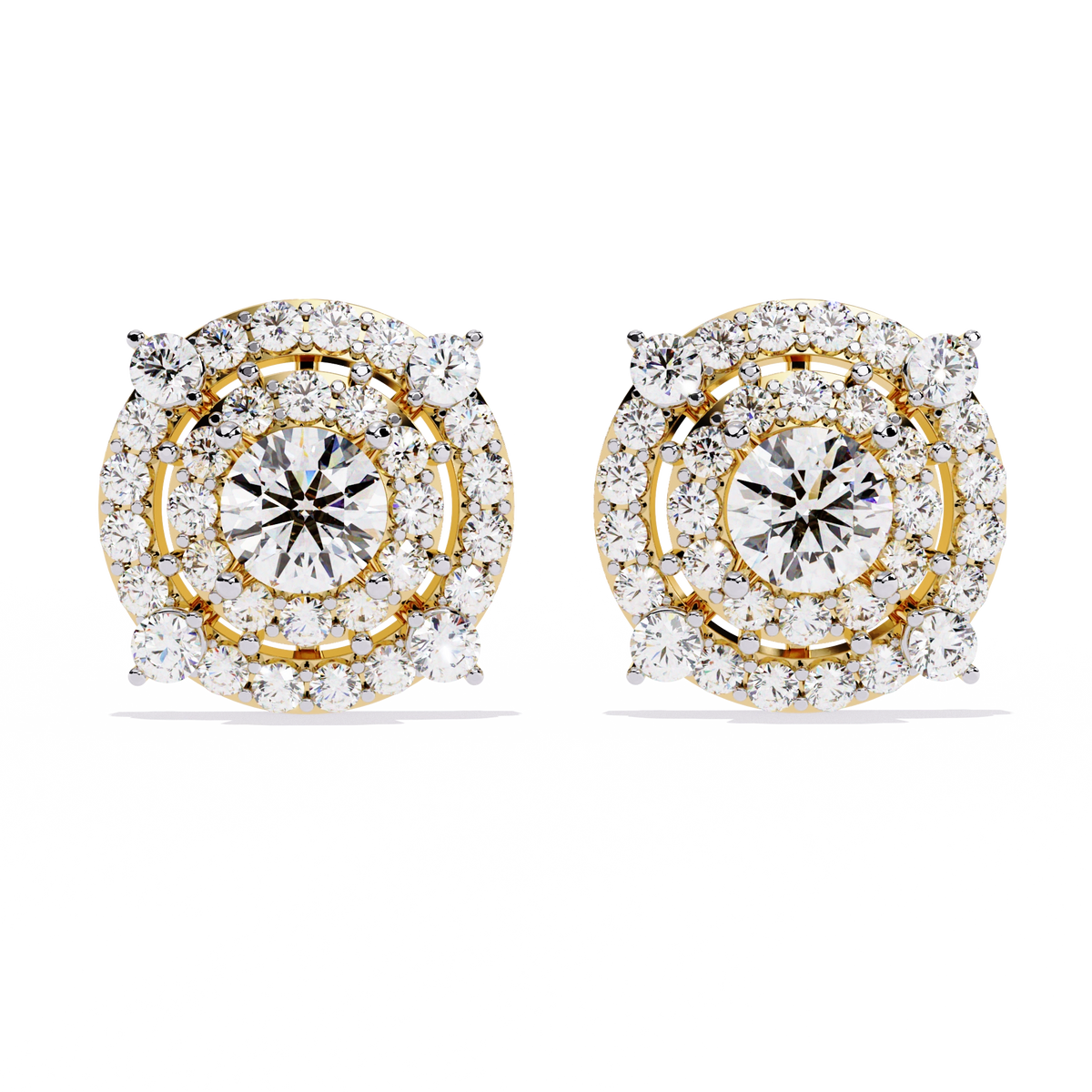 Round Halo Diamond Stud Earrings
