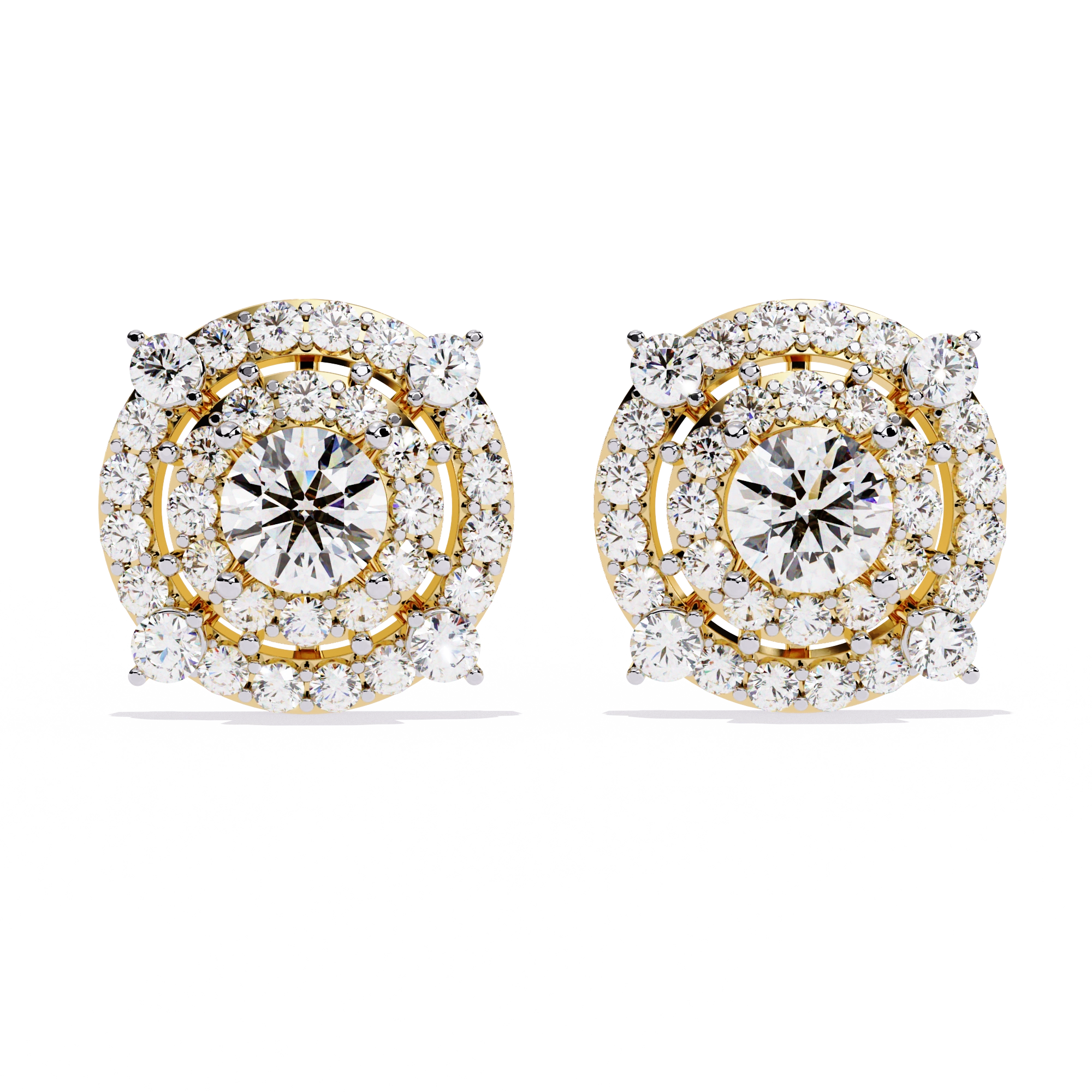 Round Halo Diamond Stud Earrings