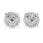 Round Halo Diamond Stud Earrings