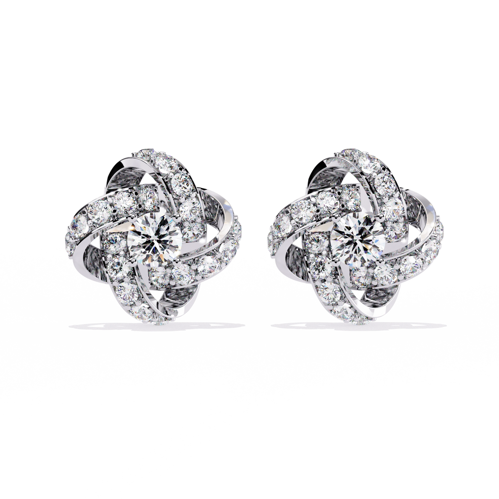 Knot Diamond Stud Earrings