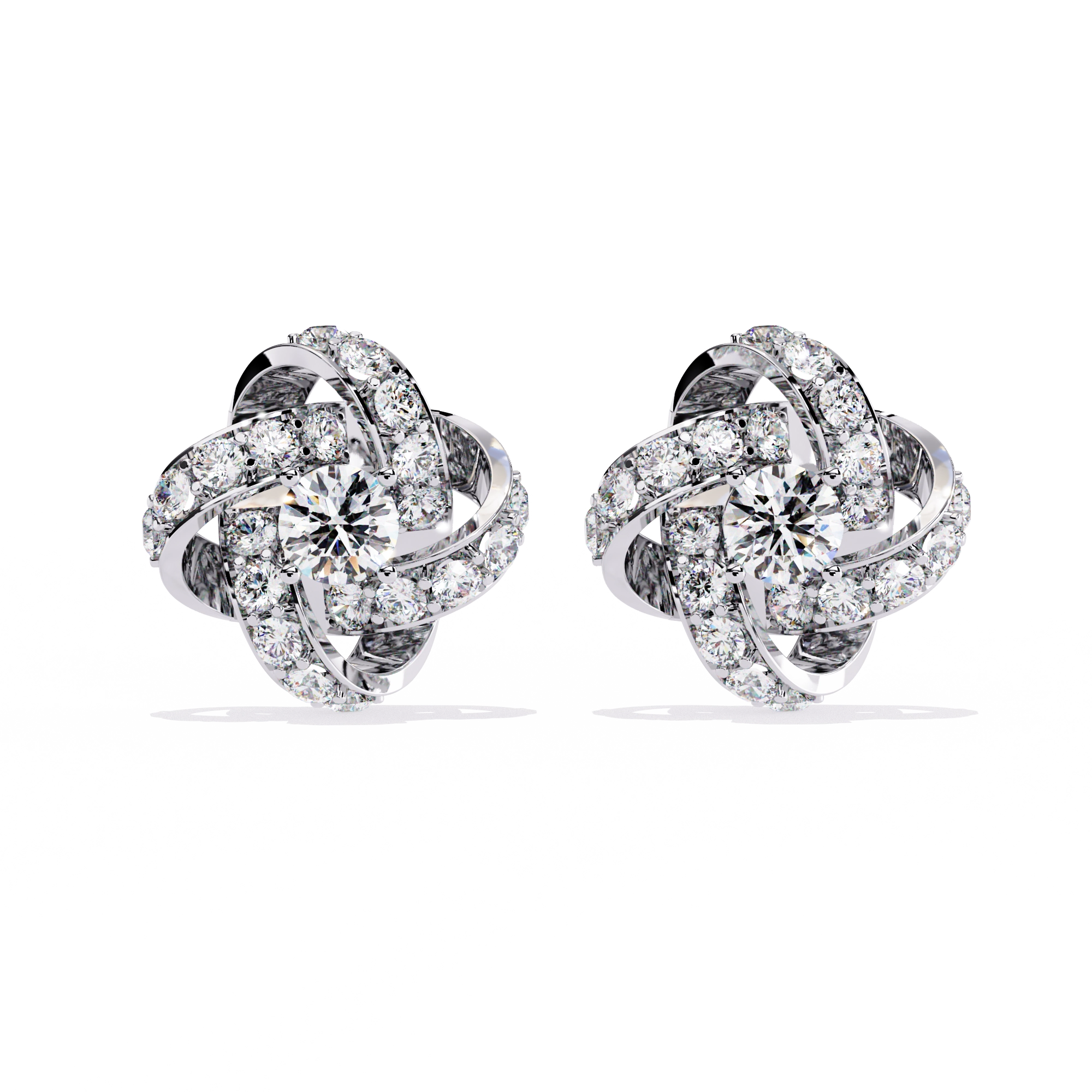 Knot Diamond Stud Earrings