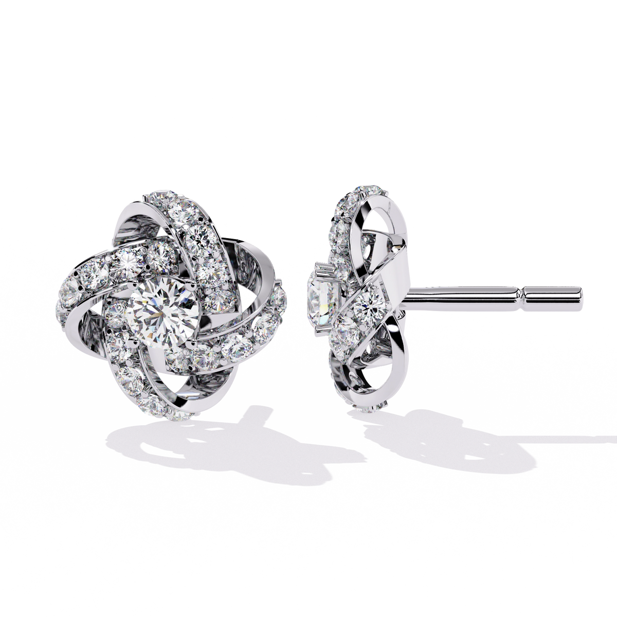 Knot Diamond Stud Earrings