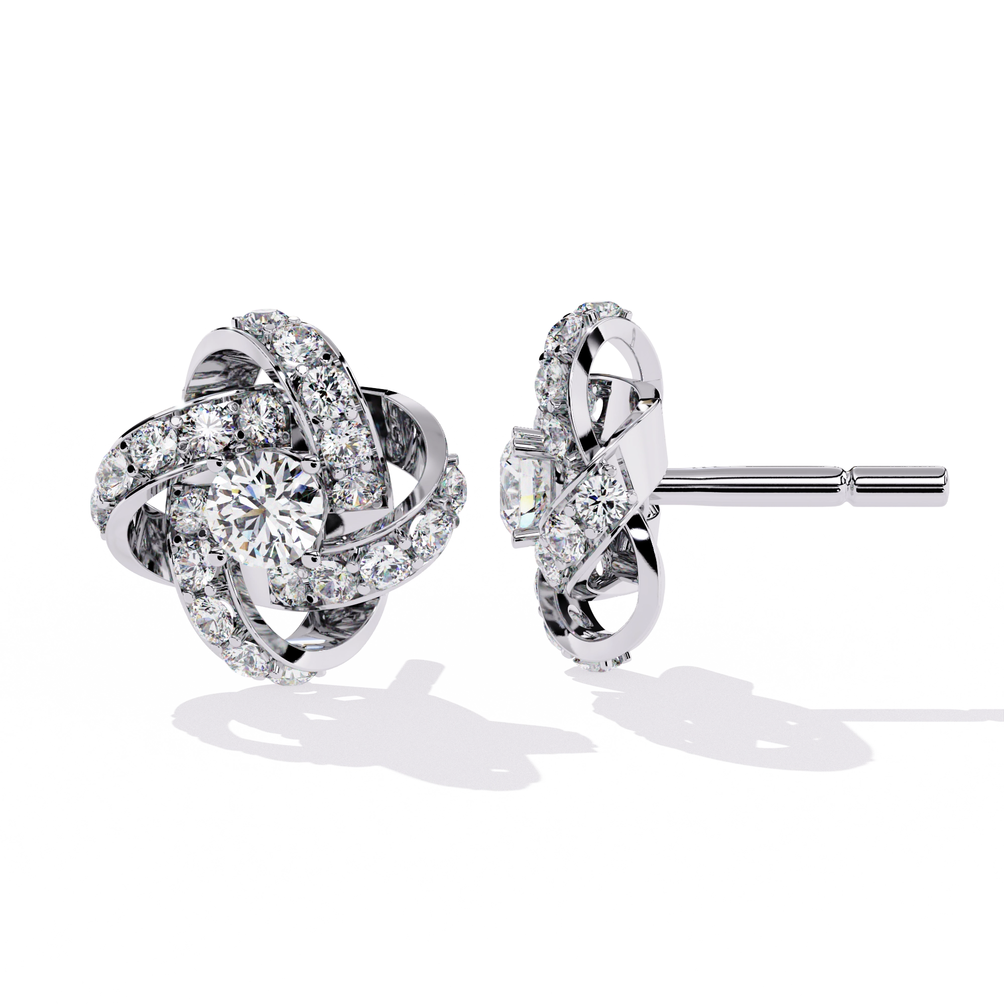 Knot Diamond Stud Earrings