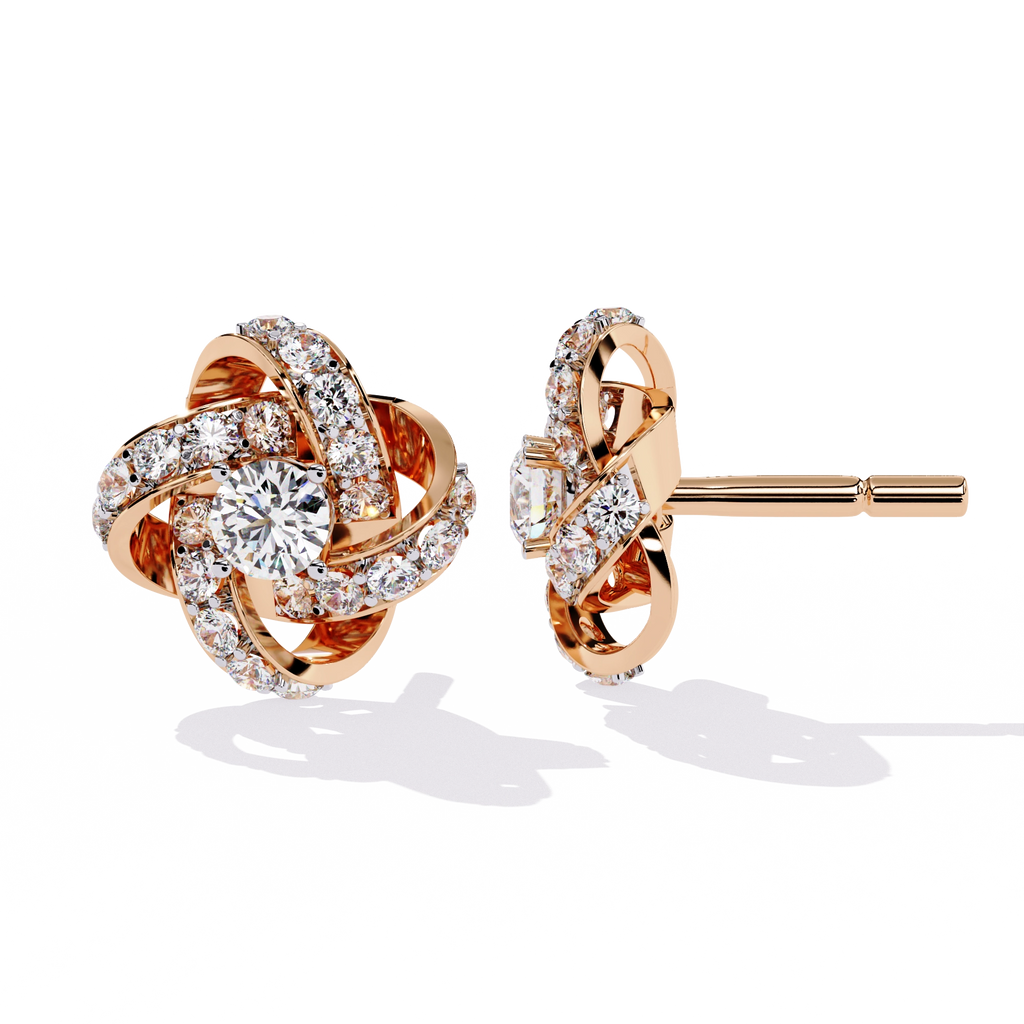 Knot Diamond Stud Earrings