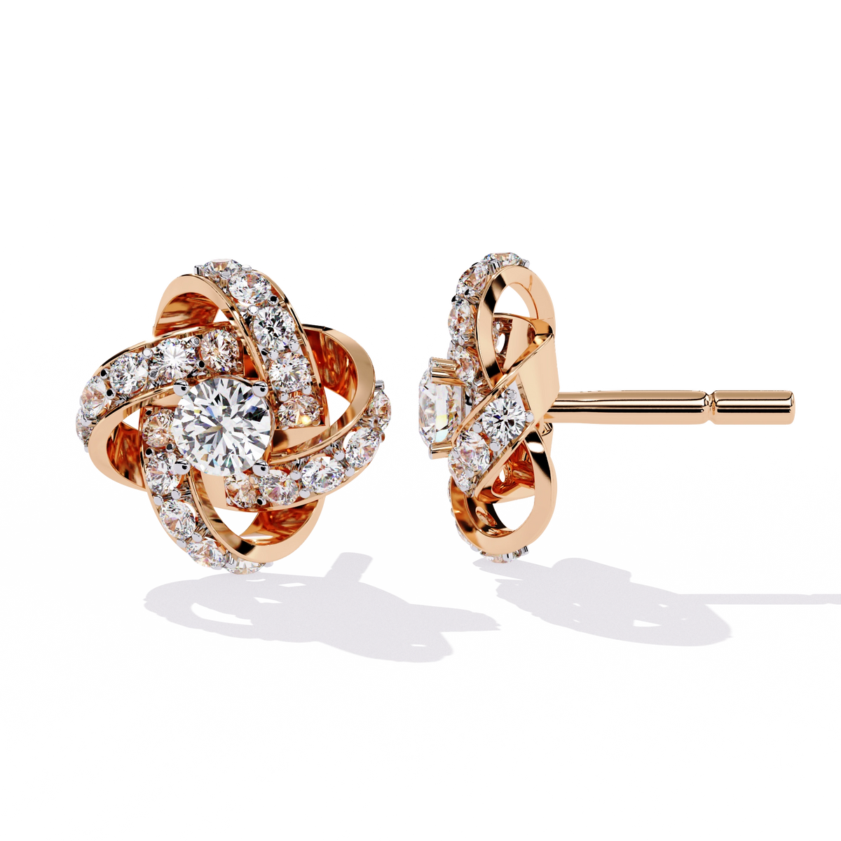Knot Diamond Stud Earrings