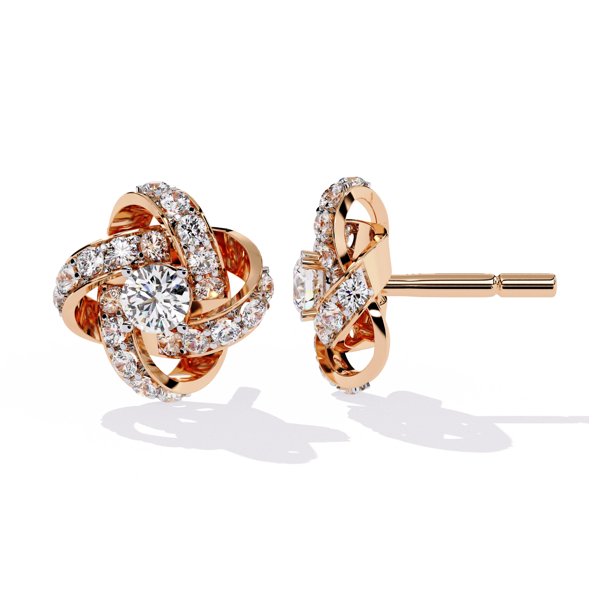 Knot Diamond Stud Earrings