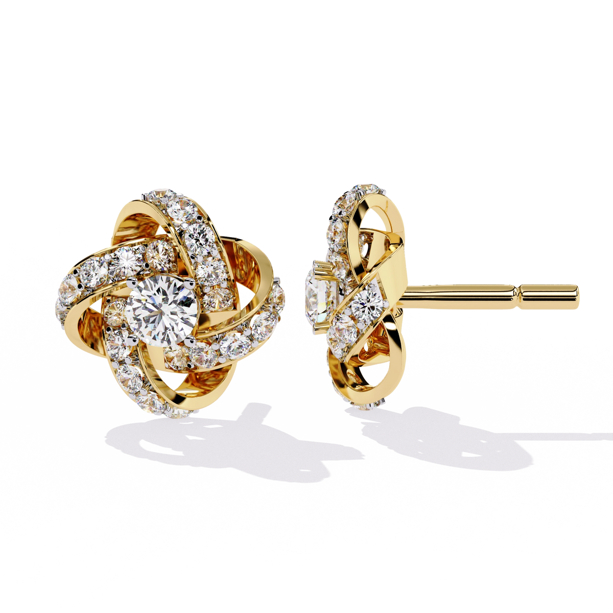 Knot Diamond Stud Earrings