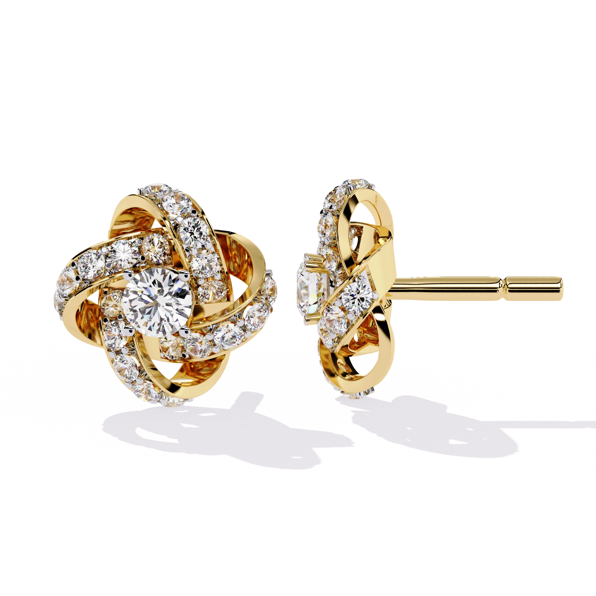 Knot Diamond Stud Earrings
