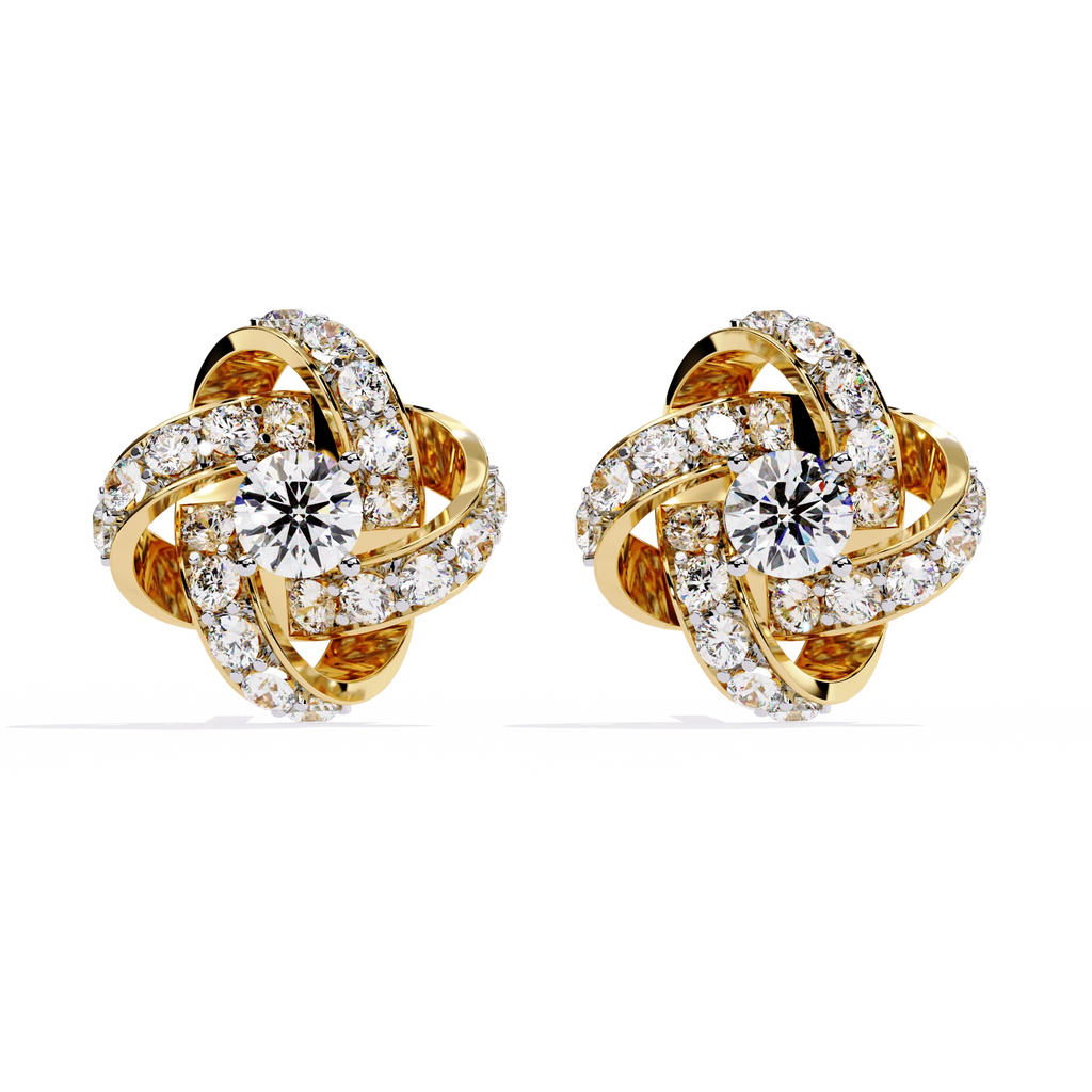 Knot Diamond Stud Earrings