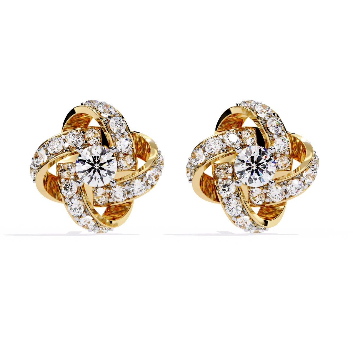 Knot Diamond Stud Earrings