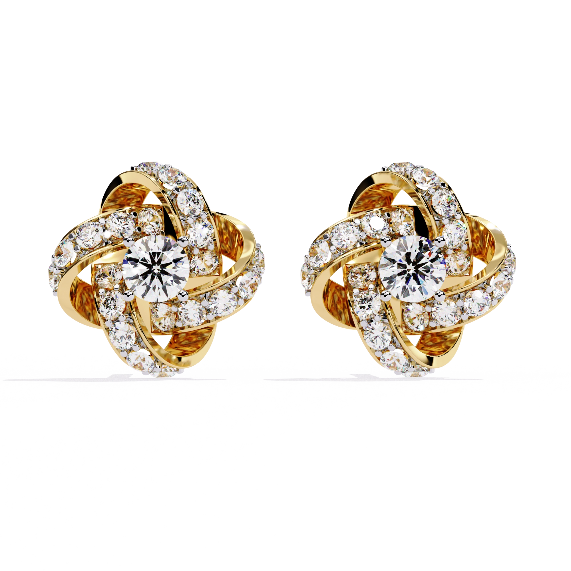 Knot Diamond Stud Earrings