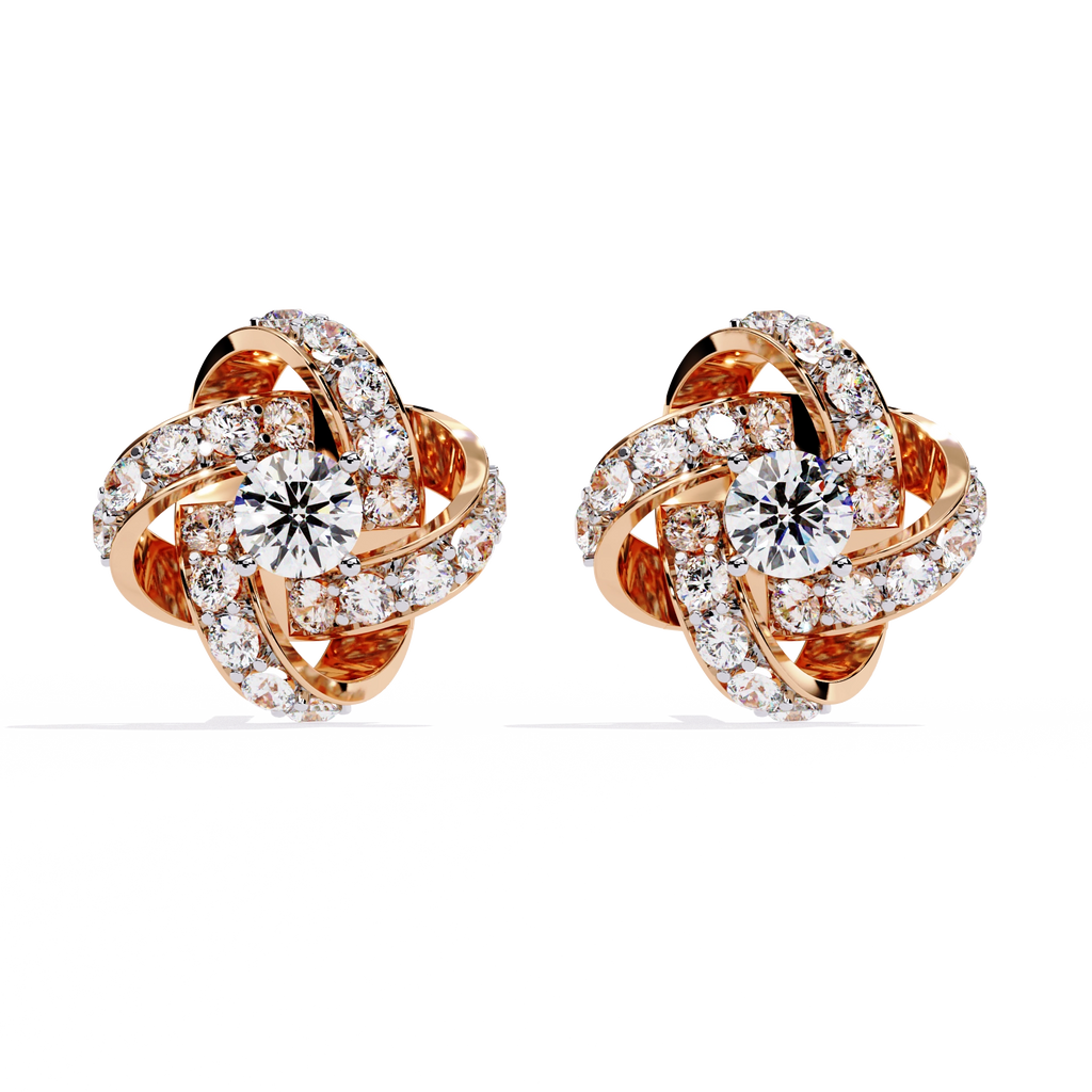 Knot Diamond Stud Earrings