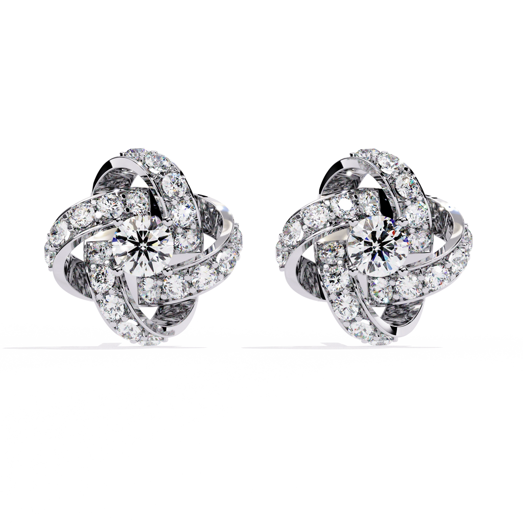 Knot Diamond Stud Earrings