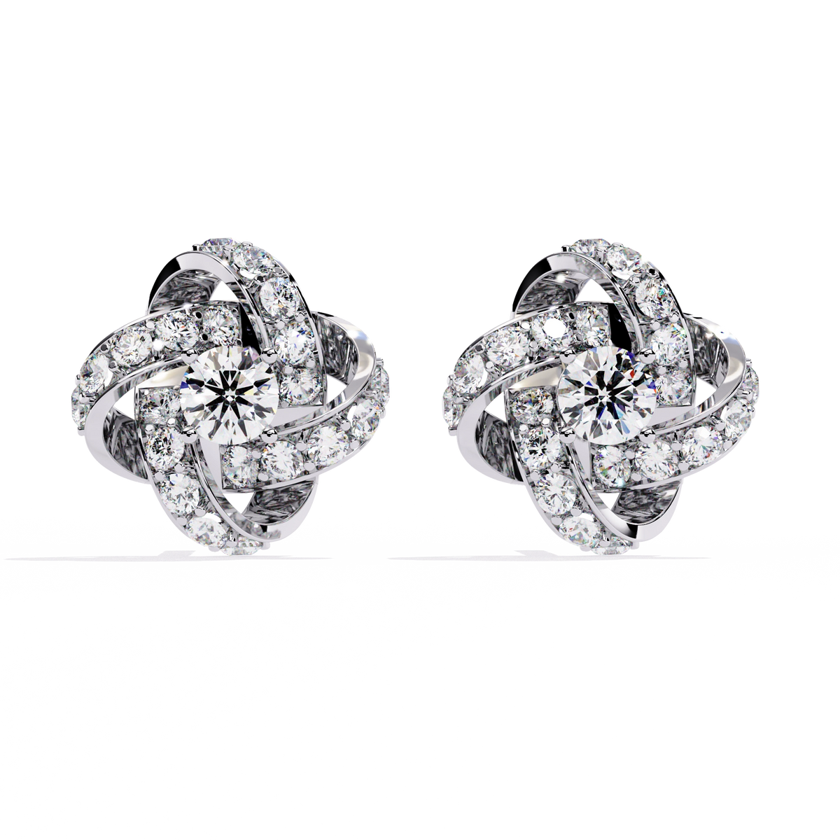 Knot Diamond Stud Earrings