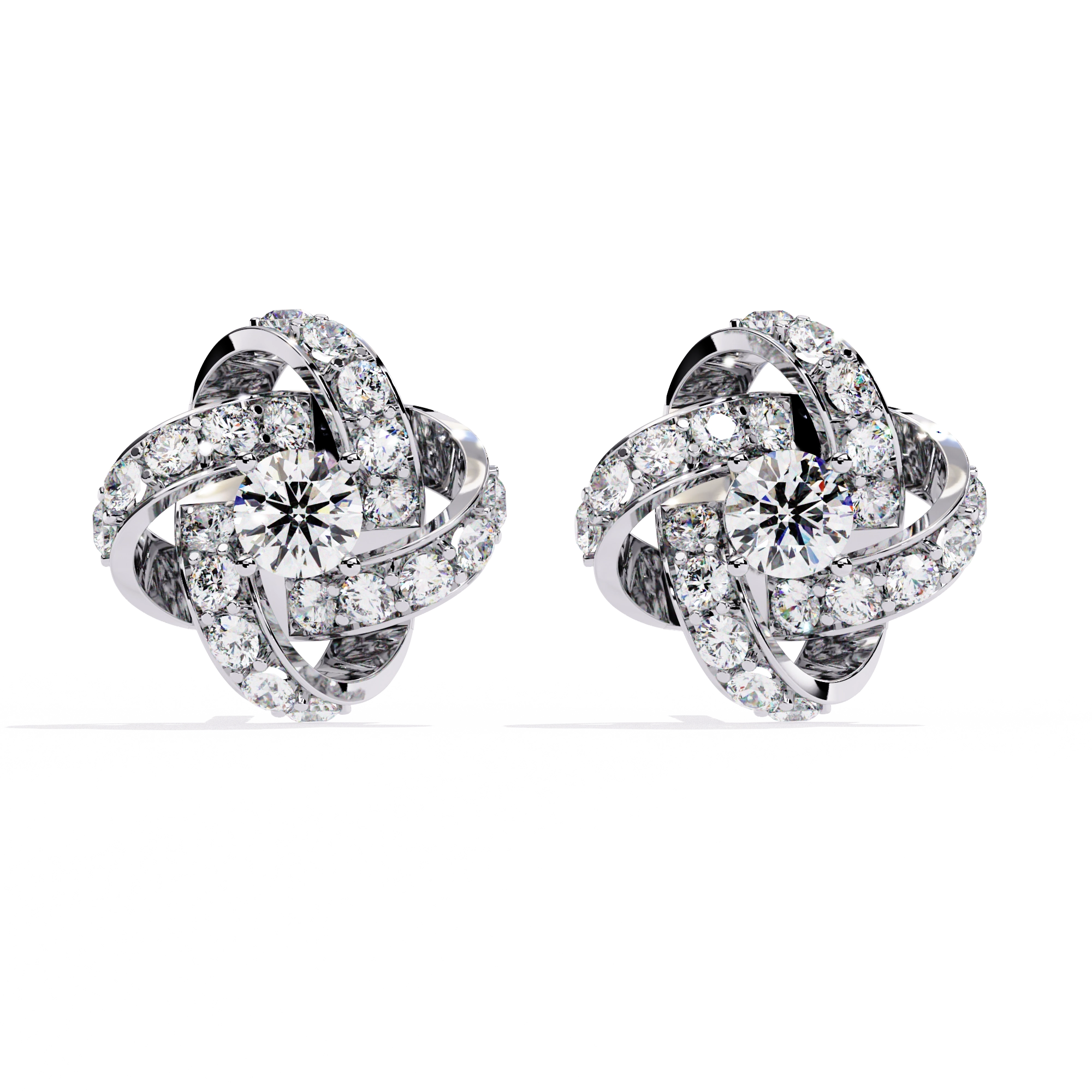 Knot Diamond Stud Earrings