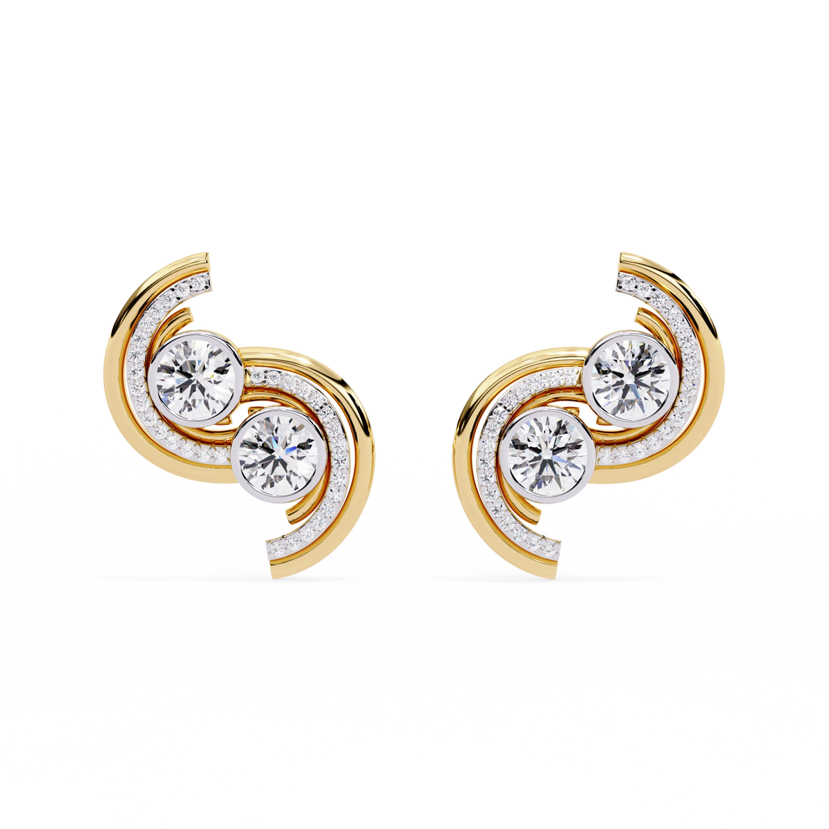 Swirl Diamond Stud Earrings