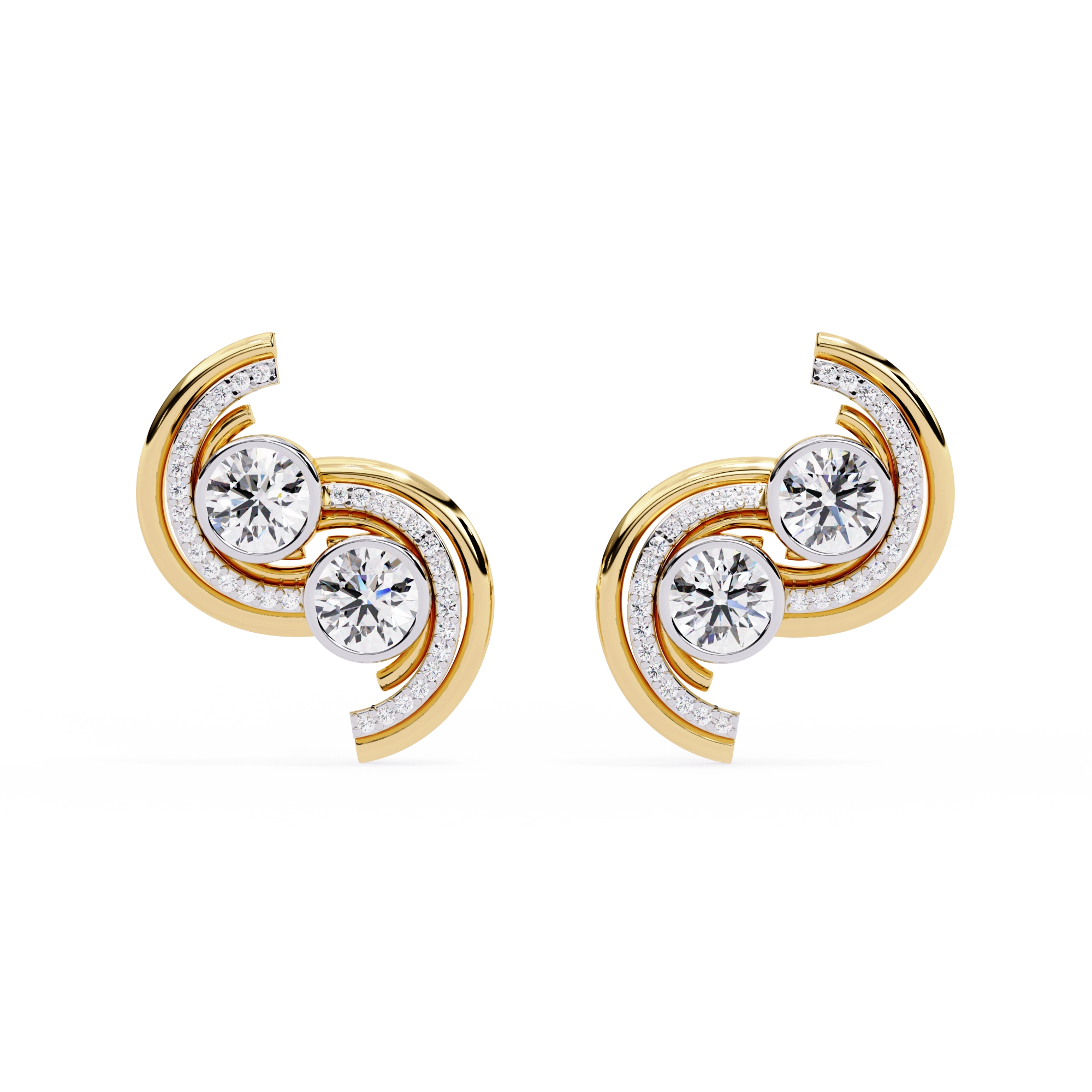 Swirl Diamond Stud Earrings